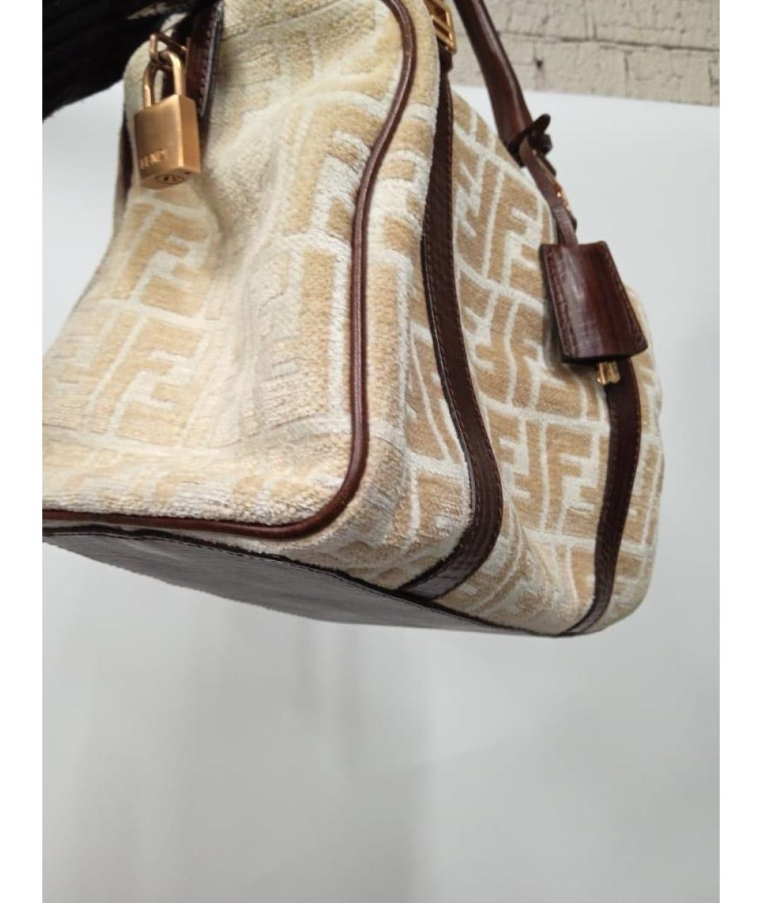 FENDI Бежевая тканевая сумка тоут, фото 4