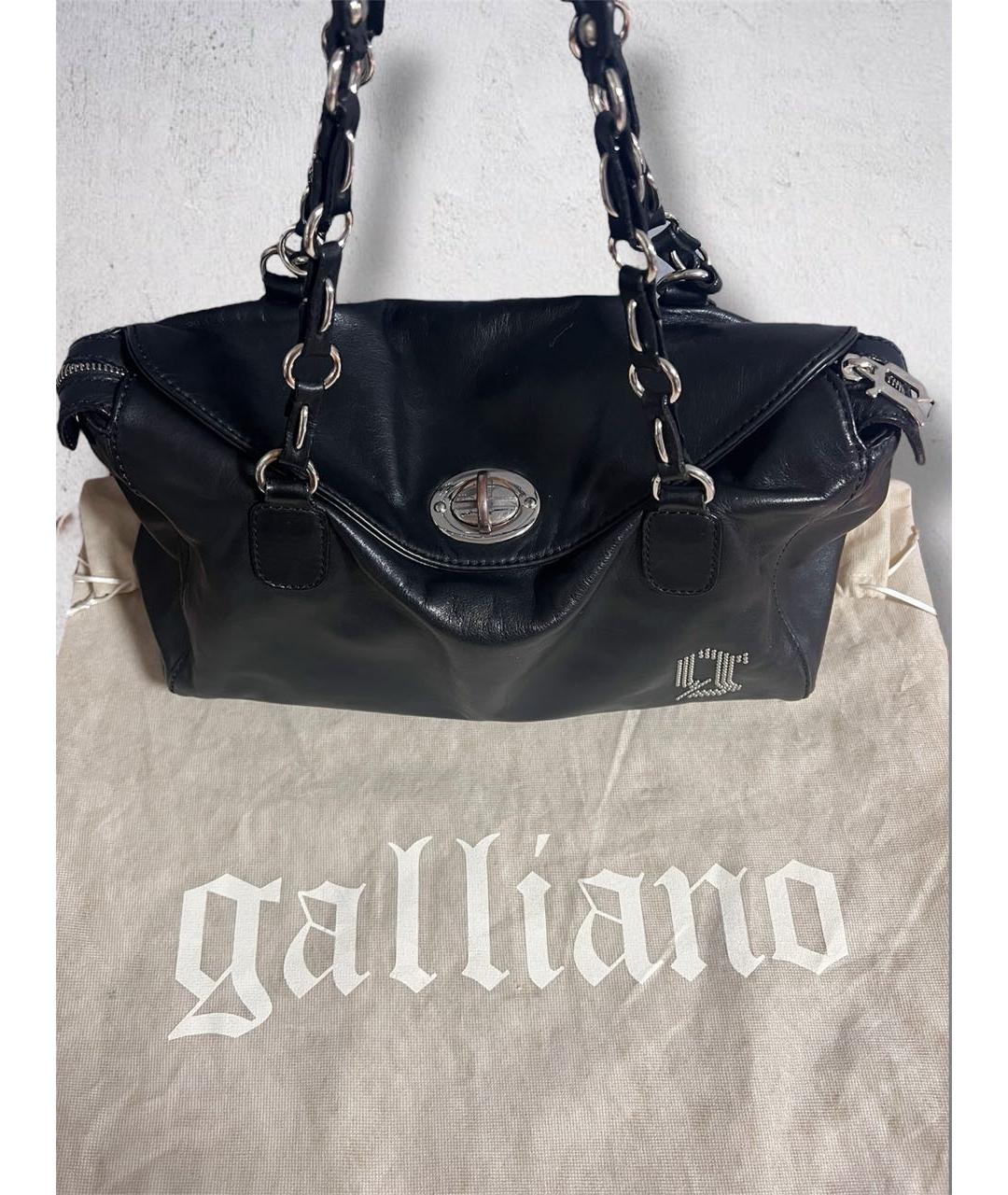 JOHN GALLIANO Черная кожаная сумка тоут, фото 3
