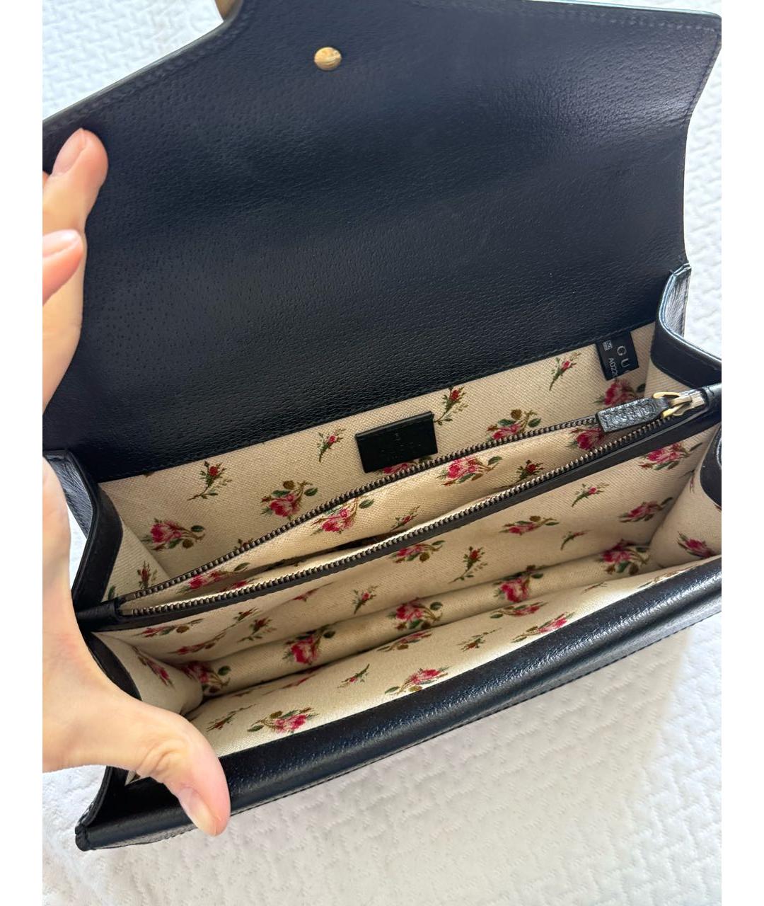 GUCCI Черная кожаная сумка через плечо, фото 2