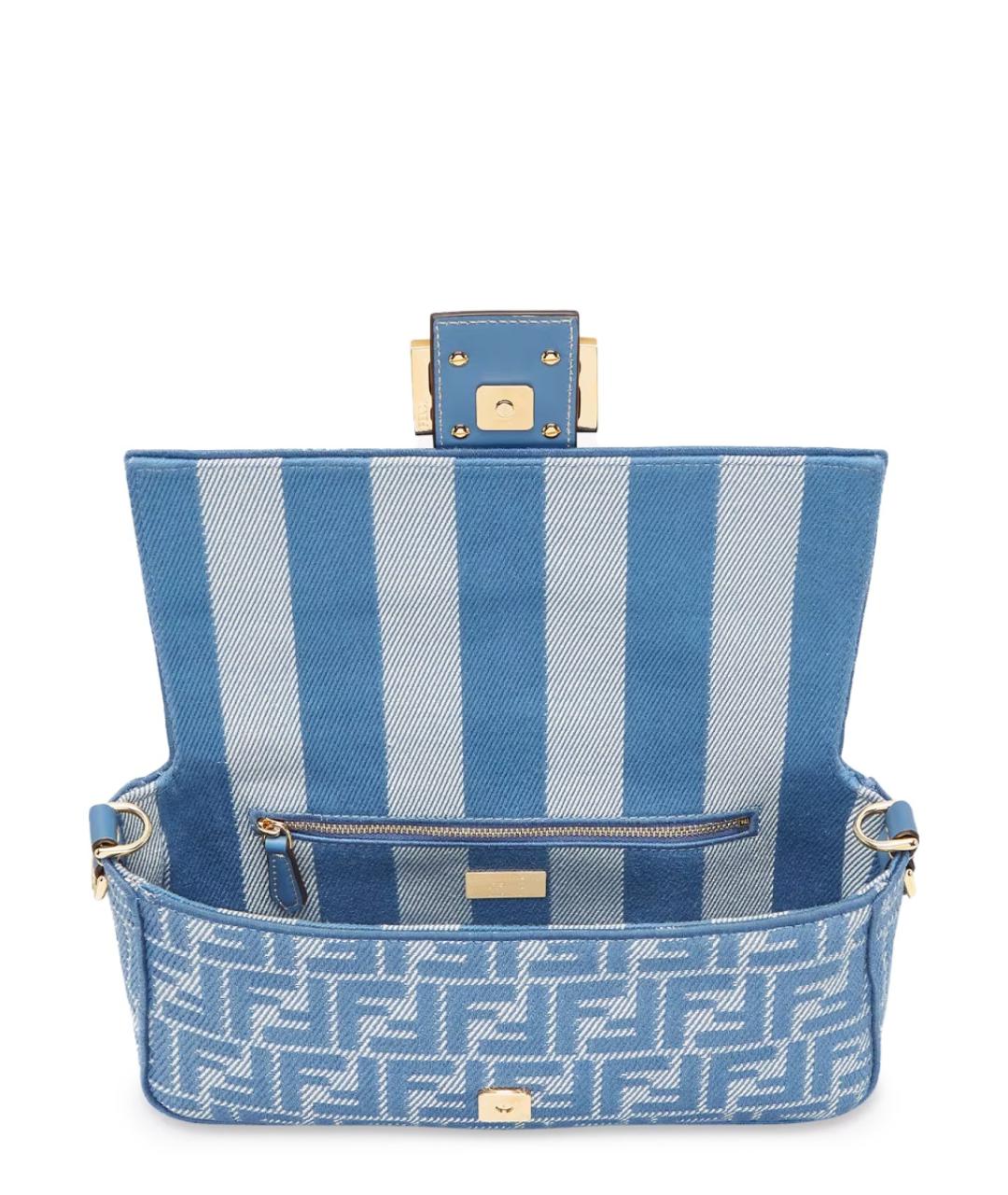 FENDI Голубая хлопковая сумка через плечо, фото 4