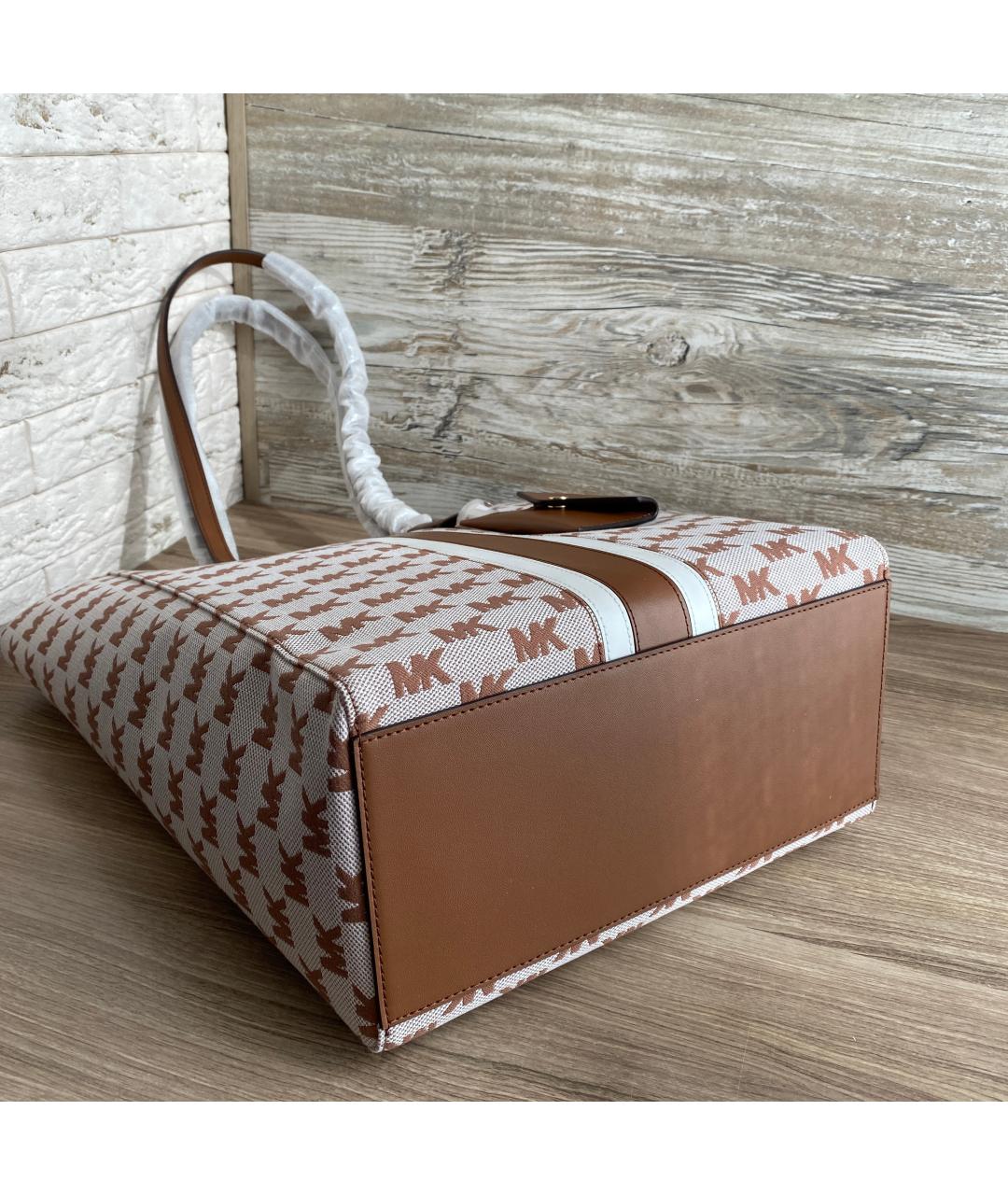 MICHAEL KORS Коричневая жаккардовая сумка тоут, фото 7