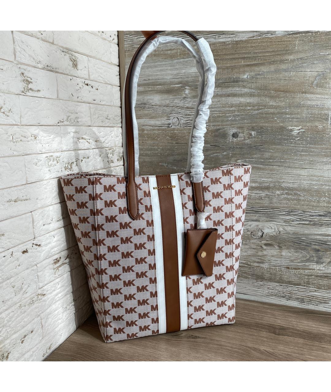 MICHAEL KORS Коричневая жаккардовая сумка тоут, фото 10