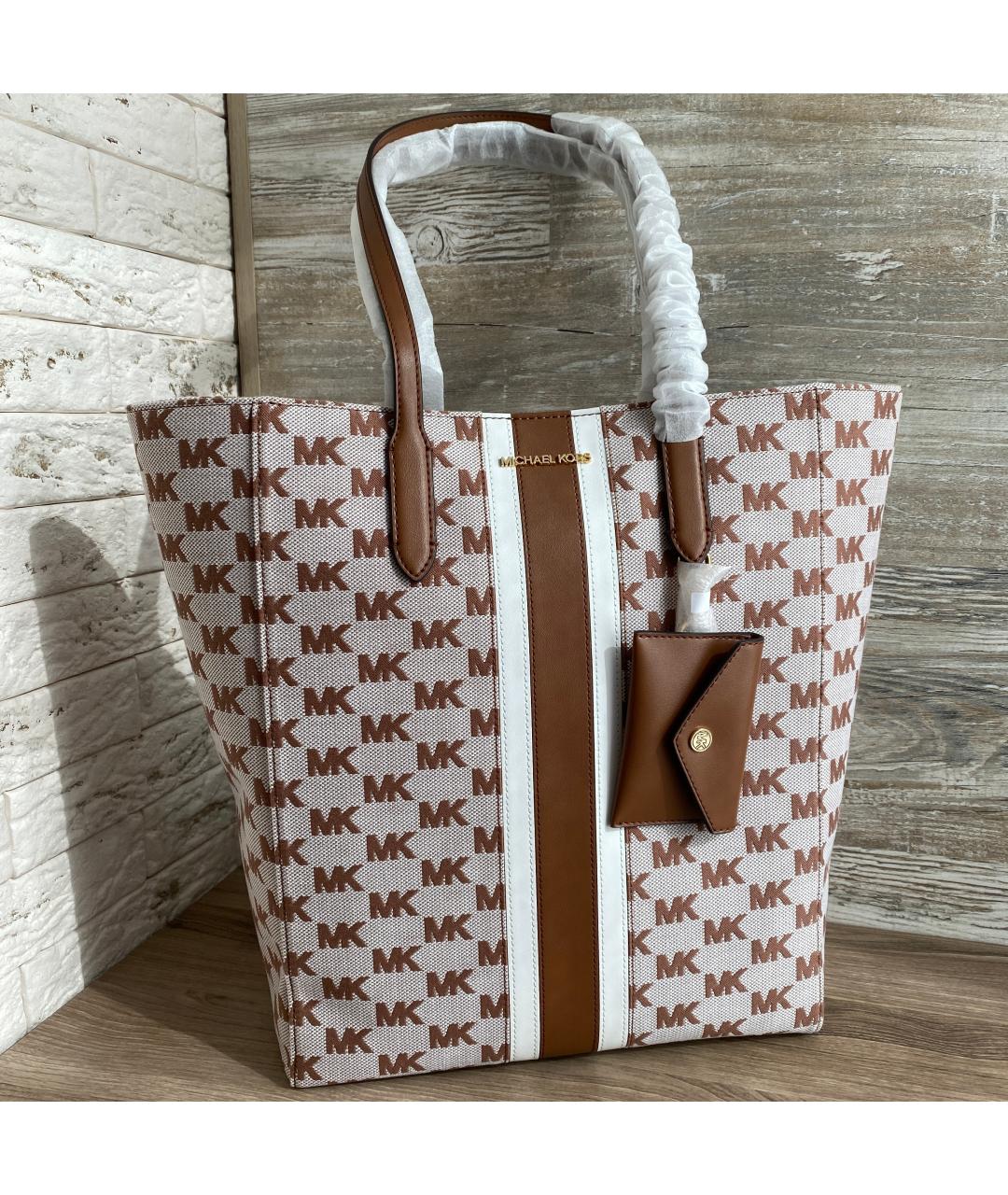 MICHAEL KORS Коричневая жаккардовая сумка тоут, фото 2