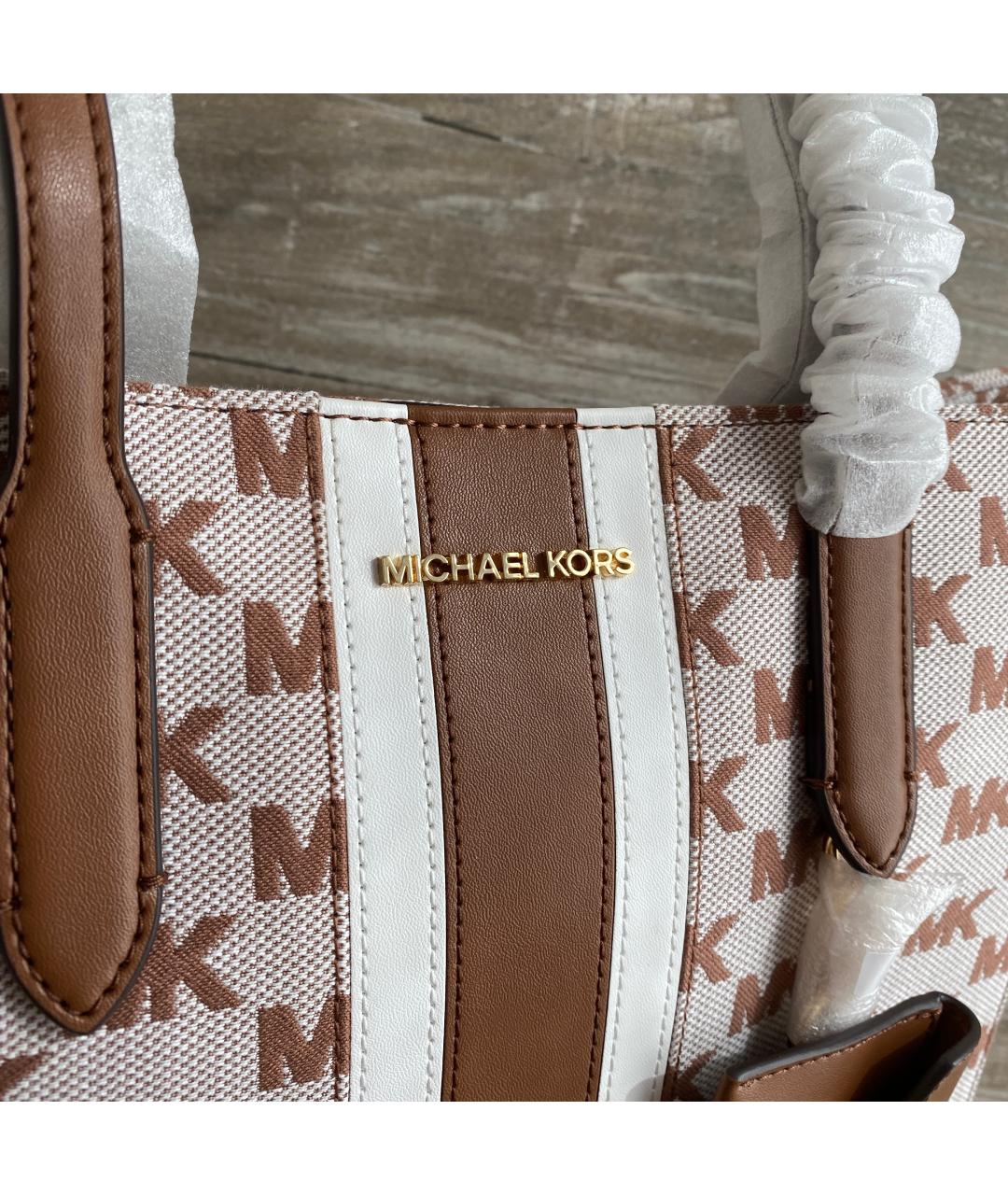 MICHAEL KORS Коричневая жаккардовая сумка тоут, фото 9