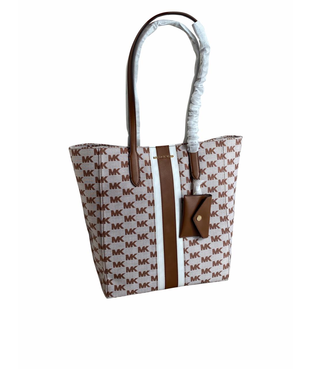 MICHAEL KORS Коричневая жаккардовая сумка тоут, фото 1