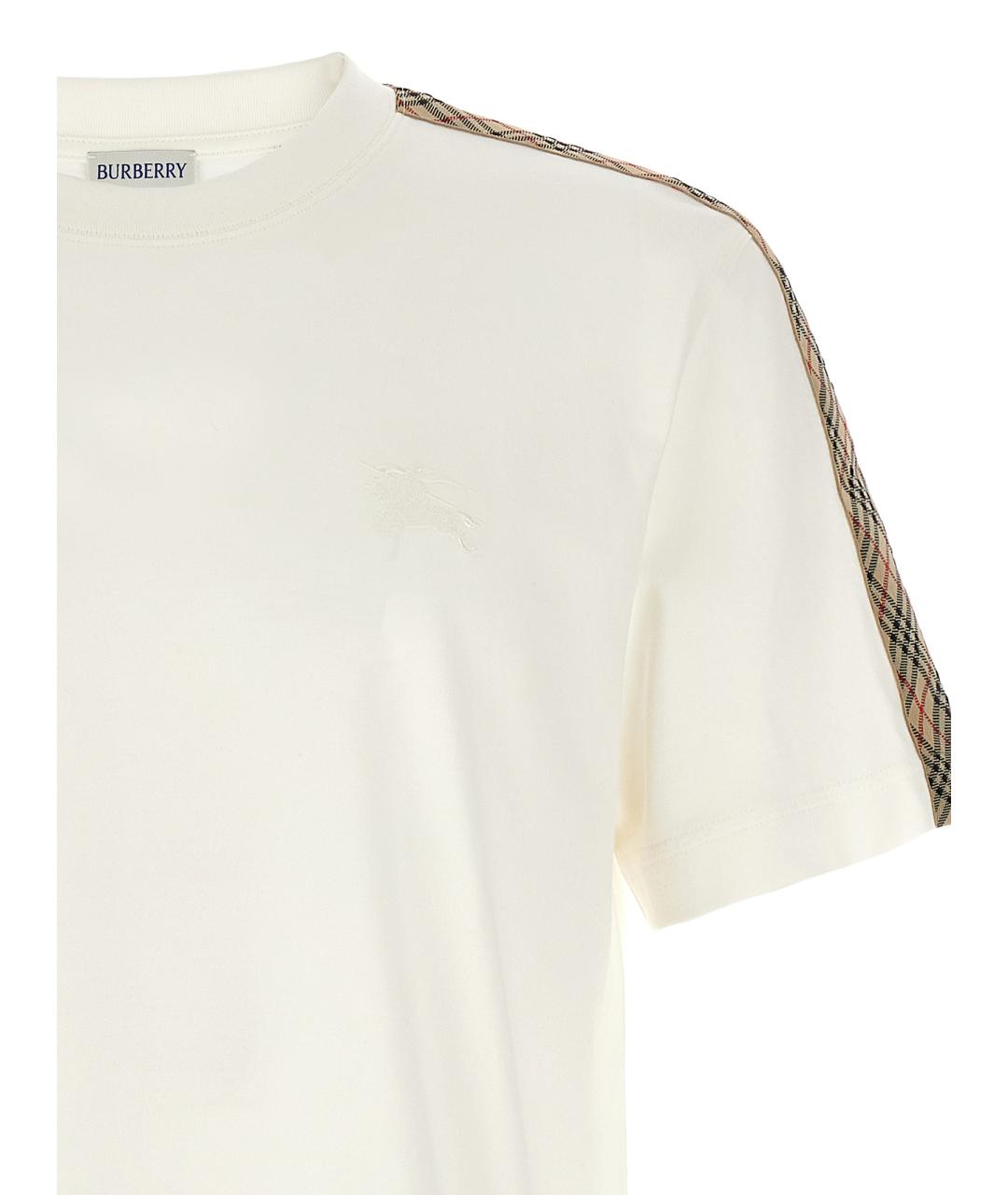 BURBERRY Белая хлопковая футболка, фото 3