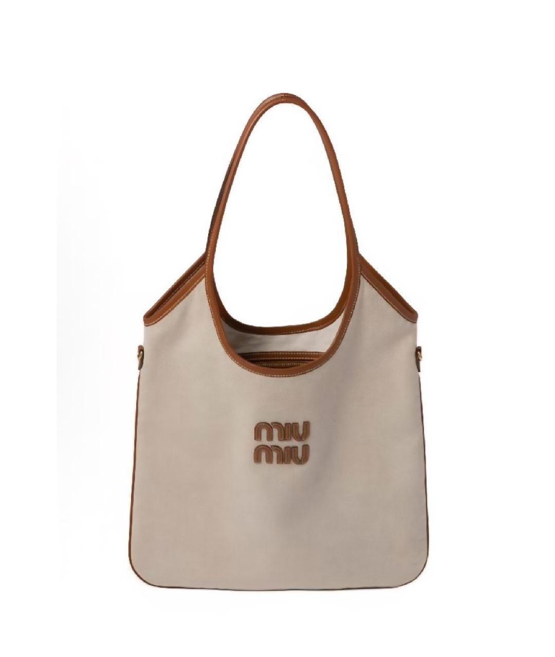 MIU MIU Бежевая сумка тоут, фото 7