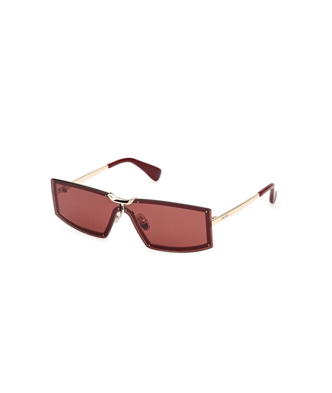 MAX MARA Золотые металлические солнцезащитные очки, фото 1