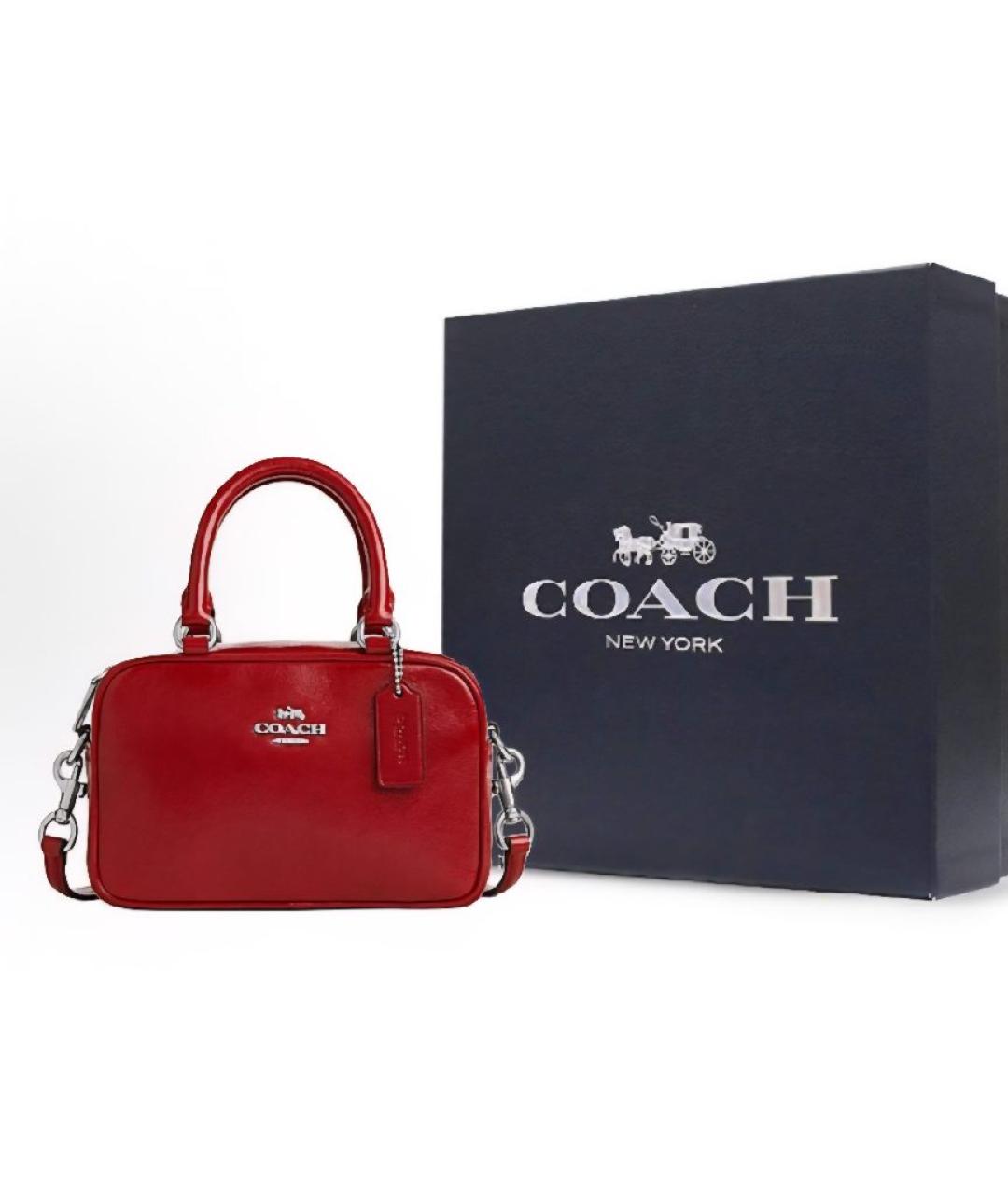 COACH Красная сумка с короткими ручками из лакированной кожи, фото 4