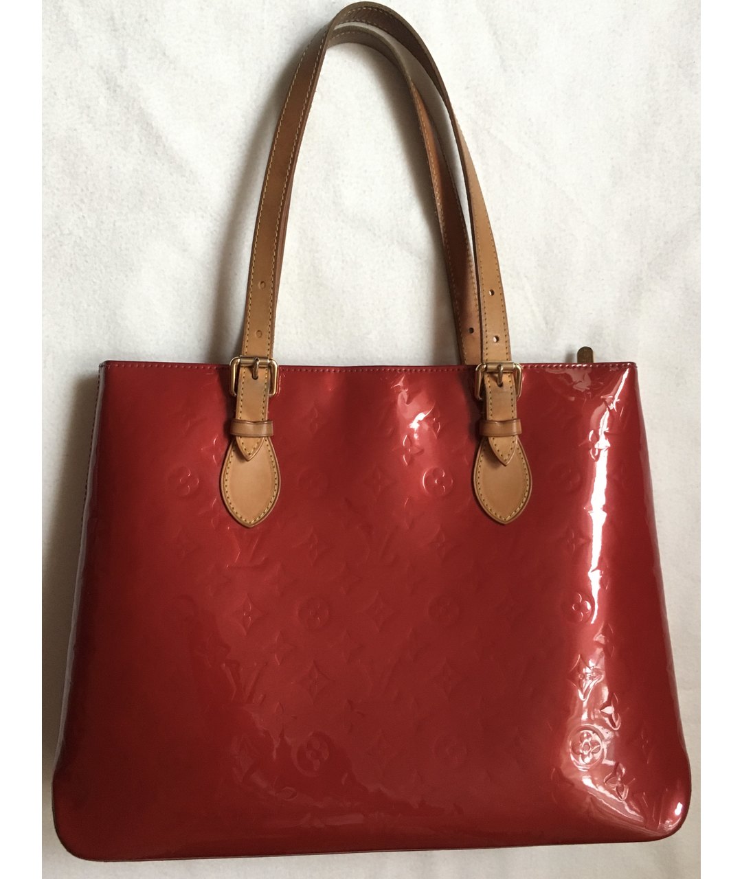 LOUIS VUITTON PRE-OWNED Красная сумка тоут из лакированной кожи, фото 8
