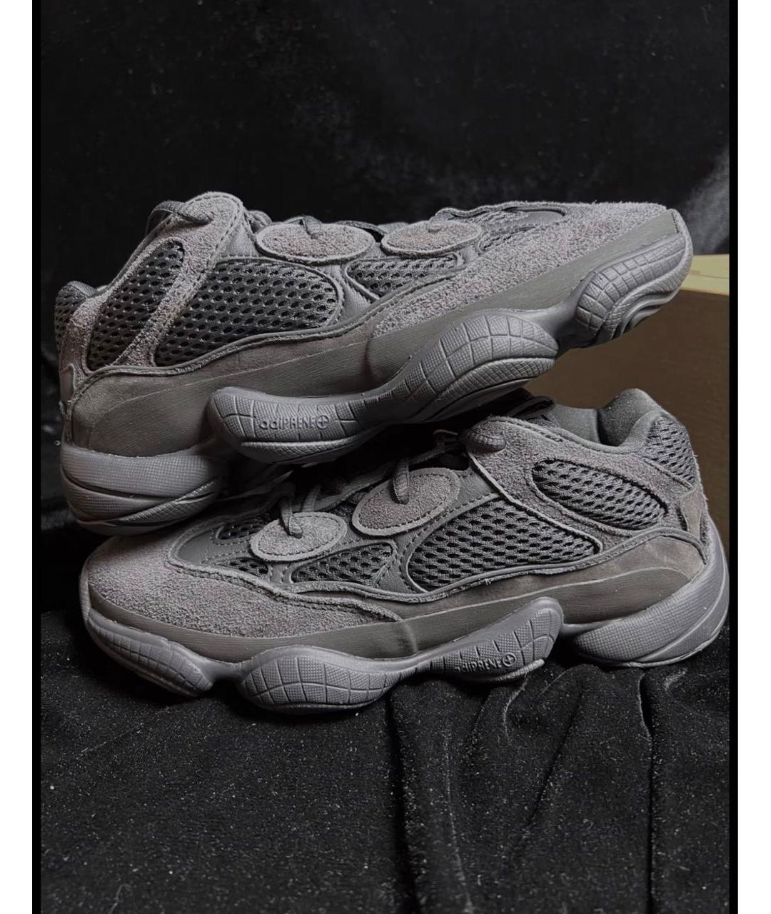 ADIDAS YEEZY Антрацитовые замшевые низкие кроссовки / кеды, фото 5