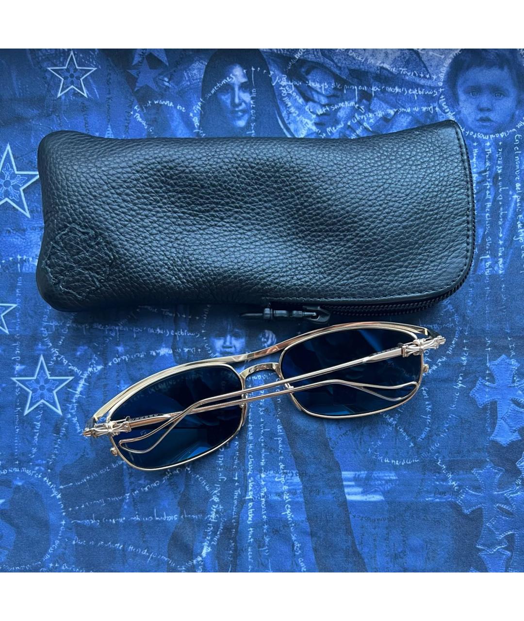 CHROME HEARTS Золотые металлические солнцезащитные очки, фото 8