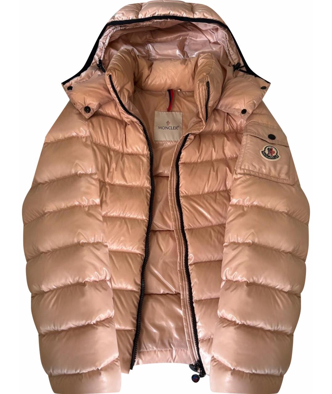 MONCLER Розовый полиэстеровый пуховик, фото 1