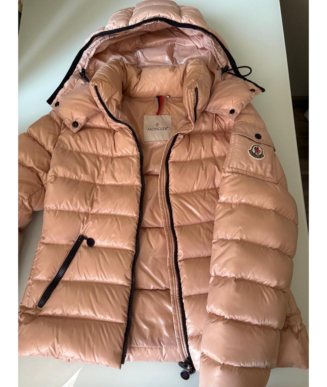 MONCLER Розовый полиэстеровый пуховик, фото 4