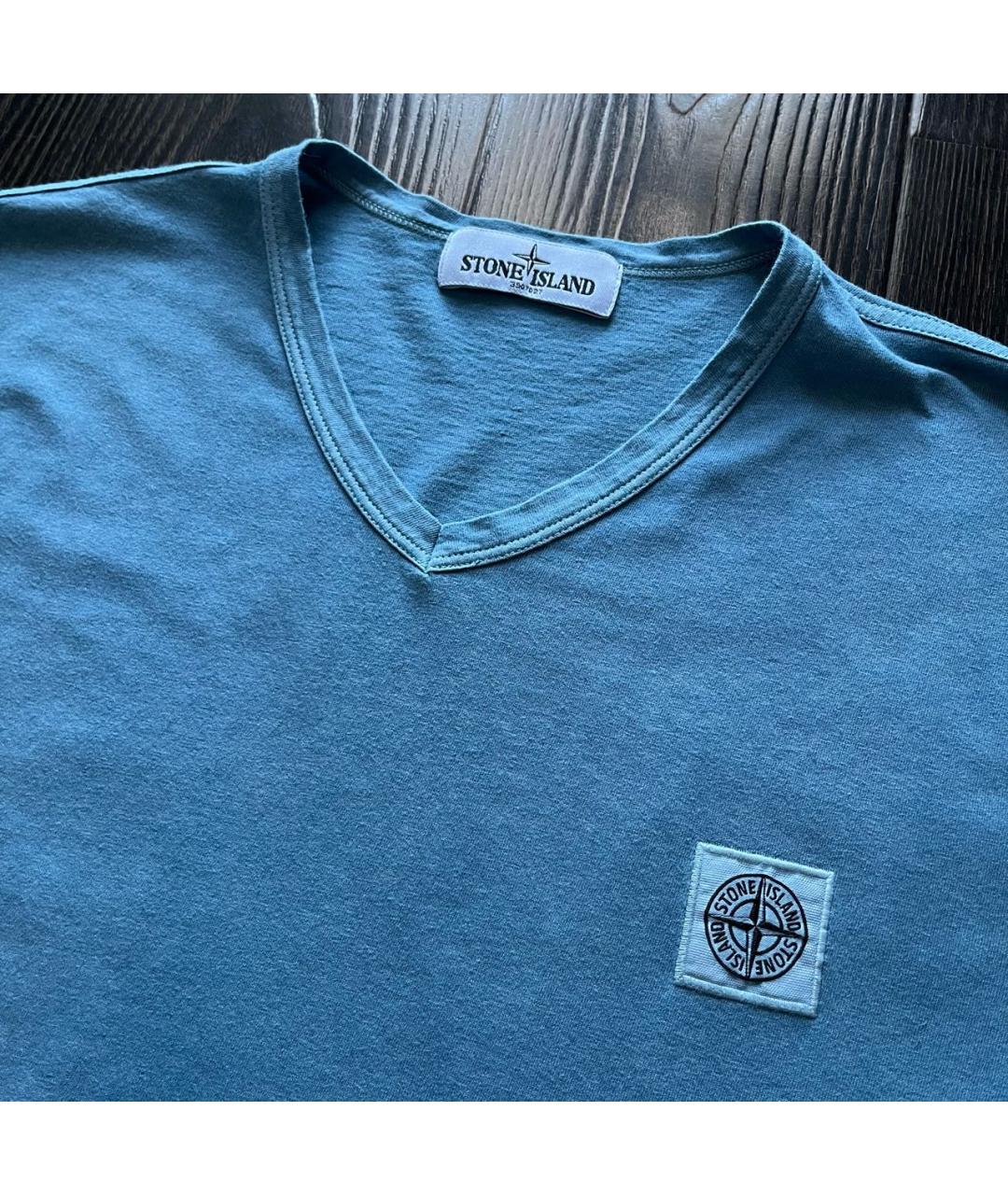 STONE ISLAND Голубая хлопковая футболка, фото 4
