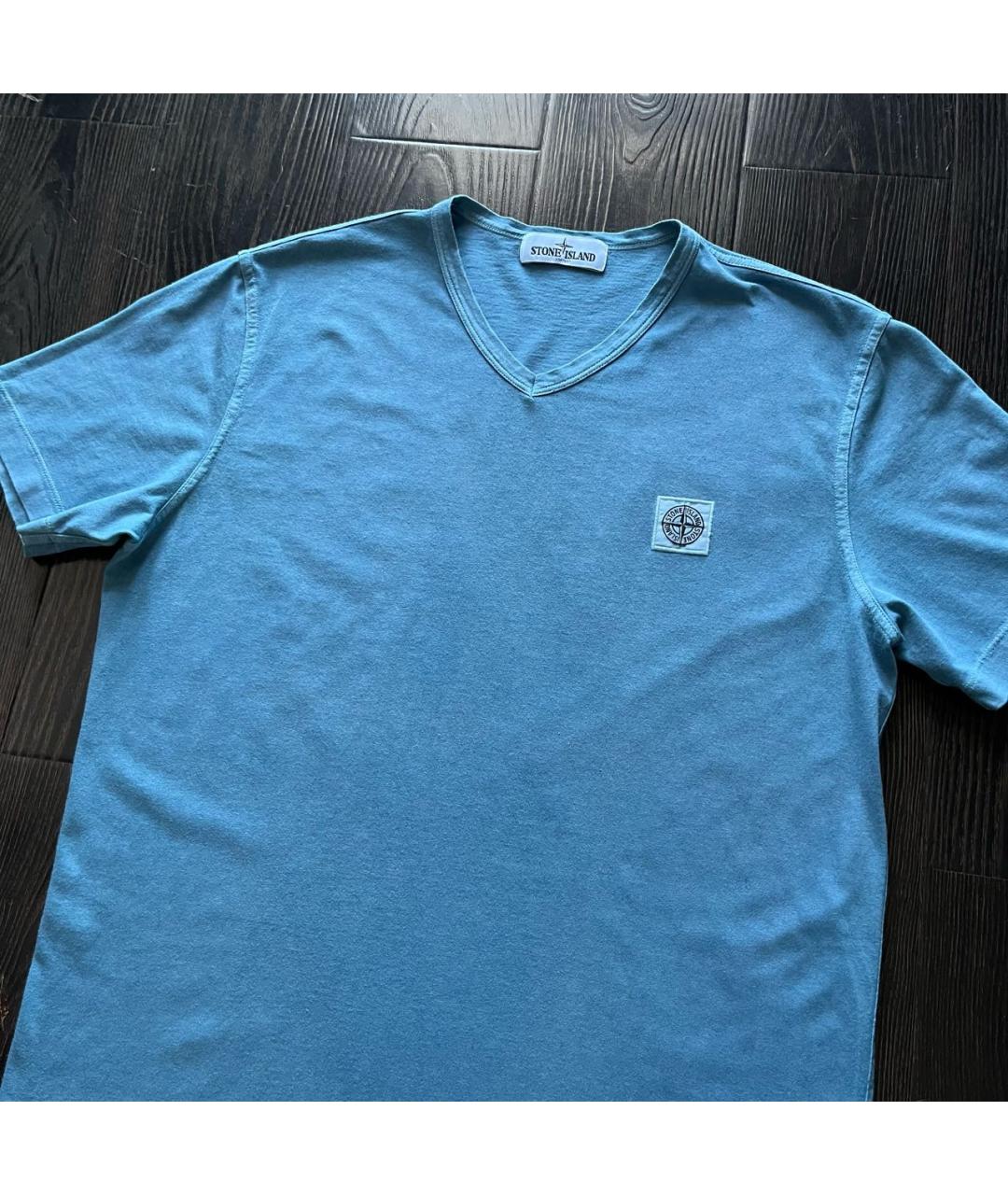 STONE ISLAND Голубая хлопковая футболка, фото 3