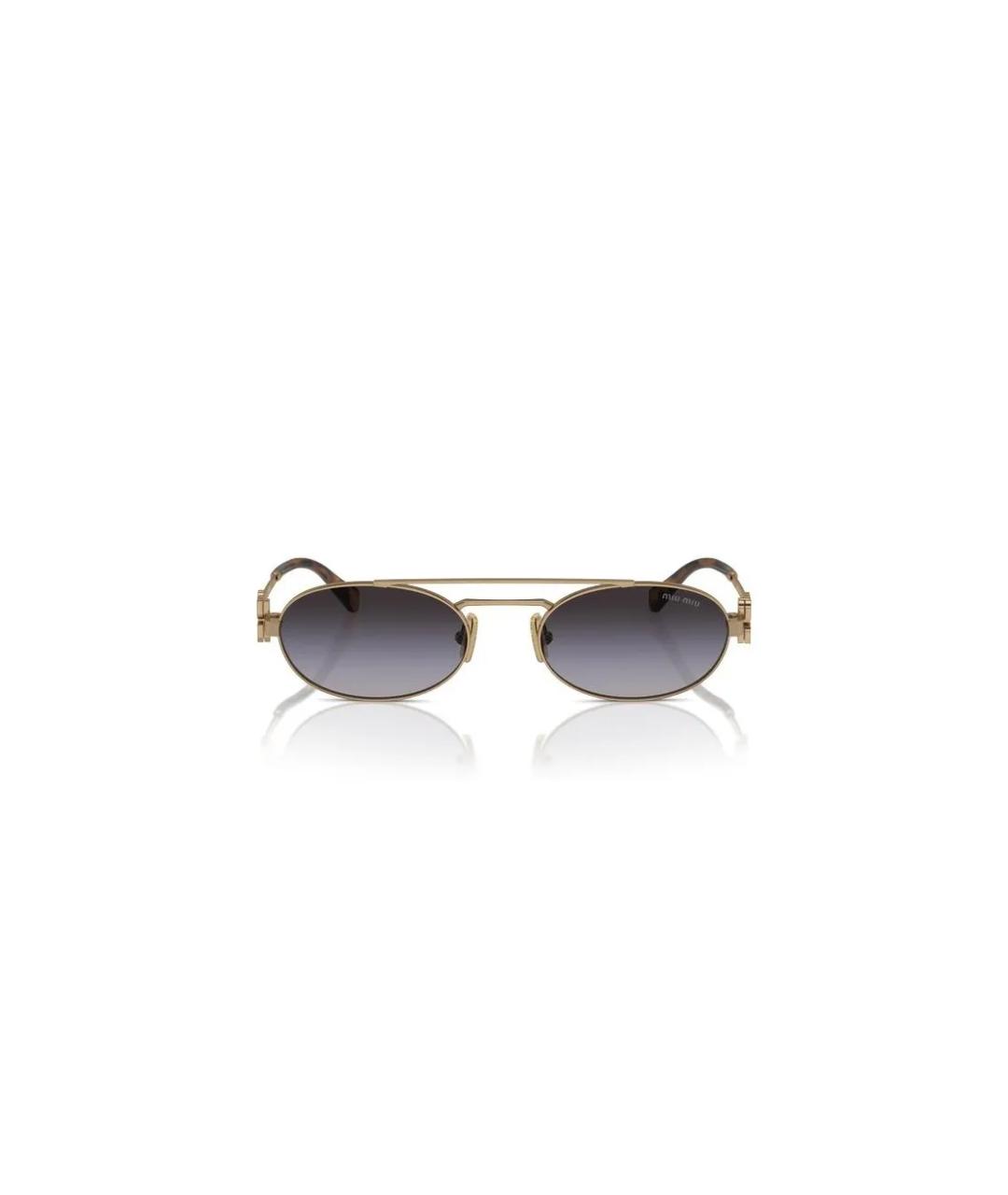 MIU MIU Золотые металлические солнцезащитные очки, фото 2