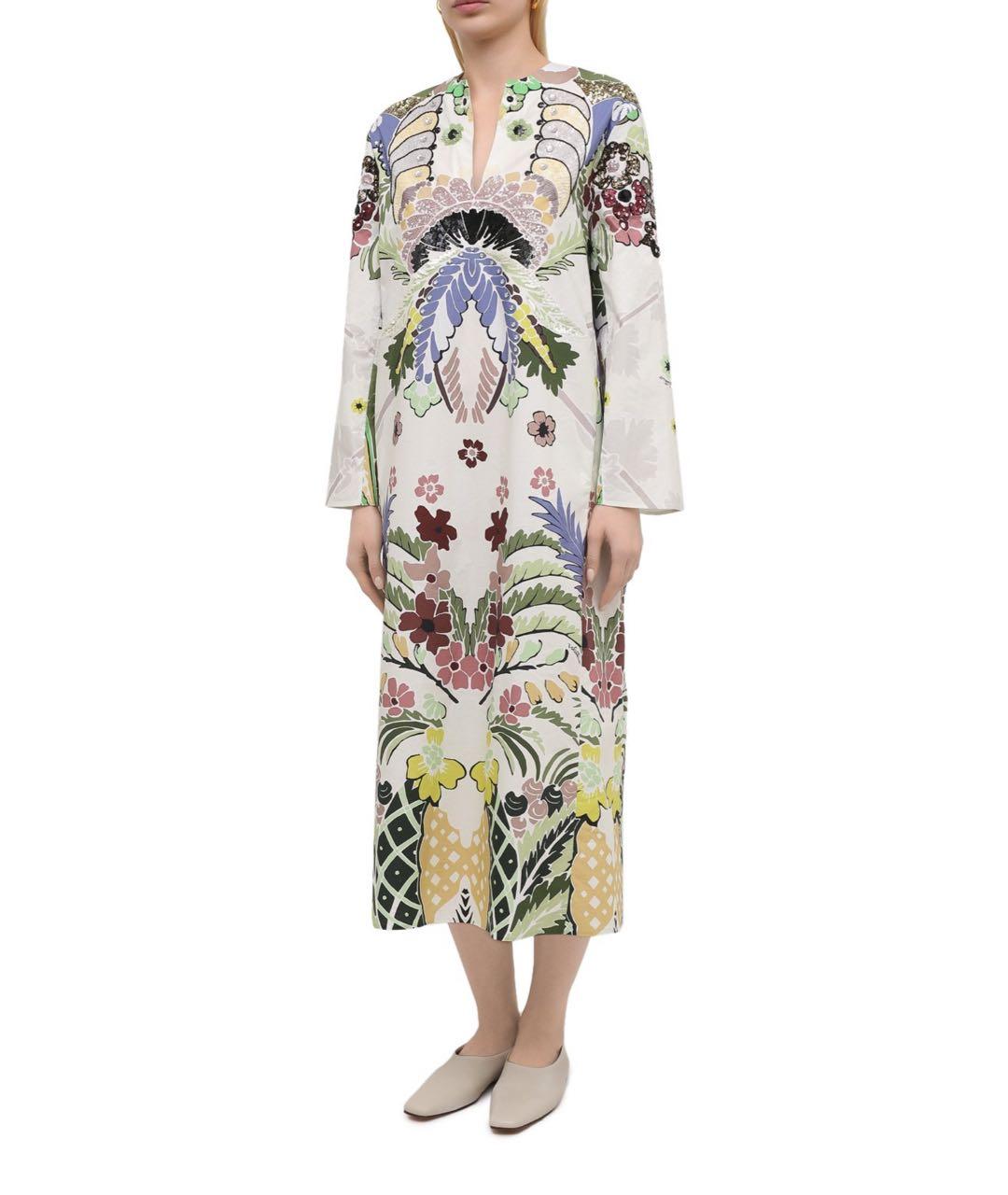 VALENTINO Белое хлопковое повседневное платье, фото 2