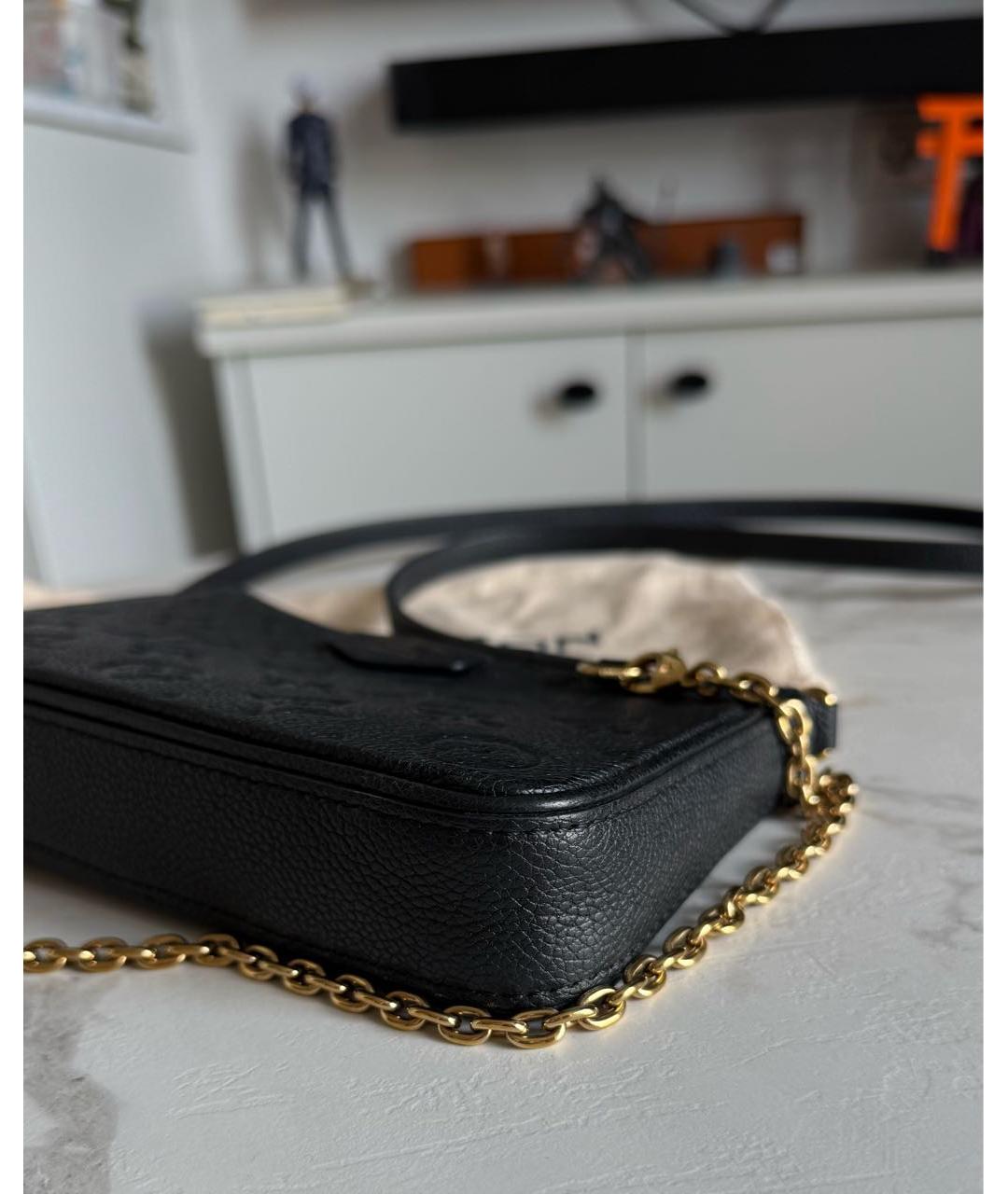 LOUIS VUITTON Черная кожаная сумка через плечо, фото 6