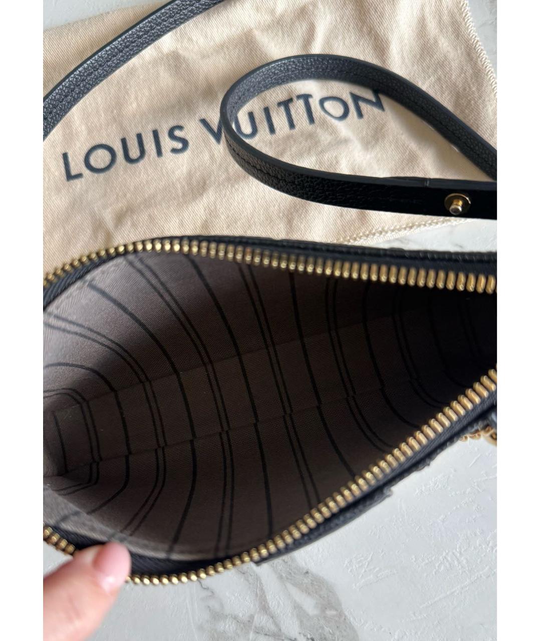 LOUIS VUITTON Черная кожаная сумка через плечо, фото 4