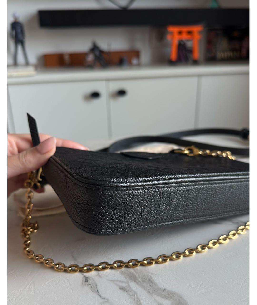 LOUIS VUITTON Черная кожаная сумка через плечо, фото 7