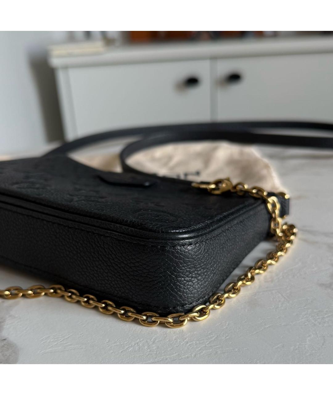 LOUIS VUITTON Черная кожаная сумка через плечо, фото 8