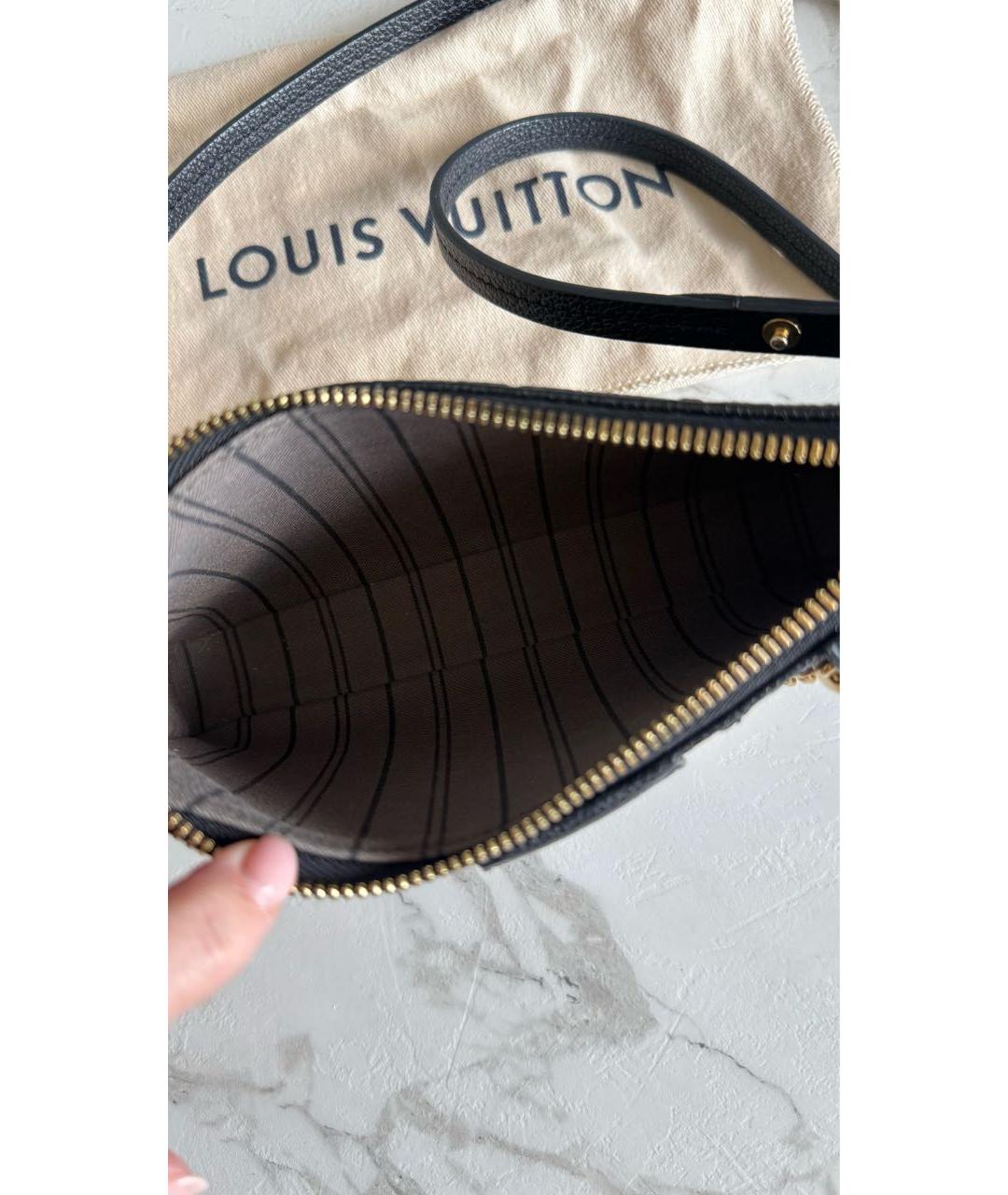 LOUIS VUITTON Черная кожаная сумка через плечо, фото 3