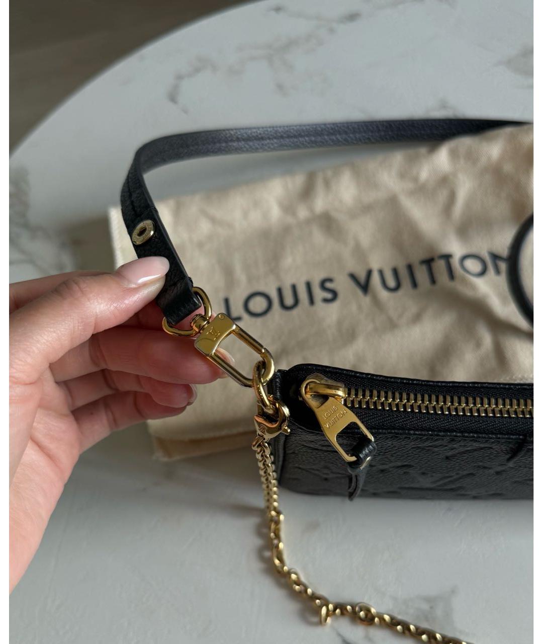 LOUIS VUITTON Черная кожаная сумка через плечо, фото 4