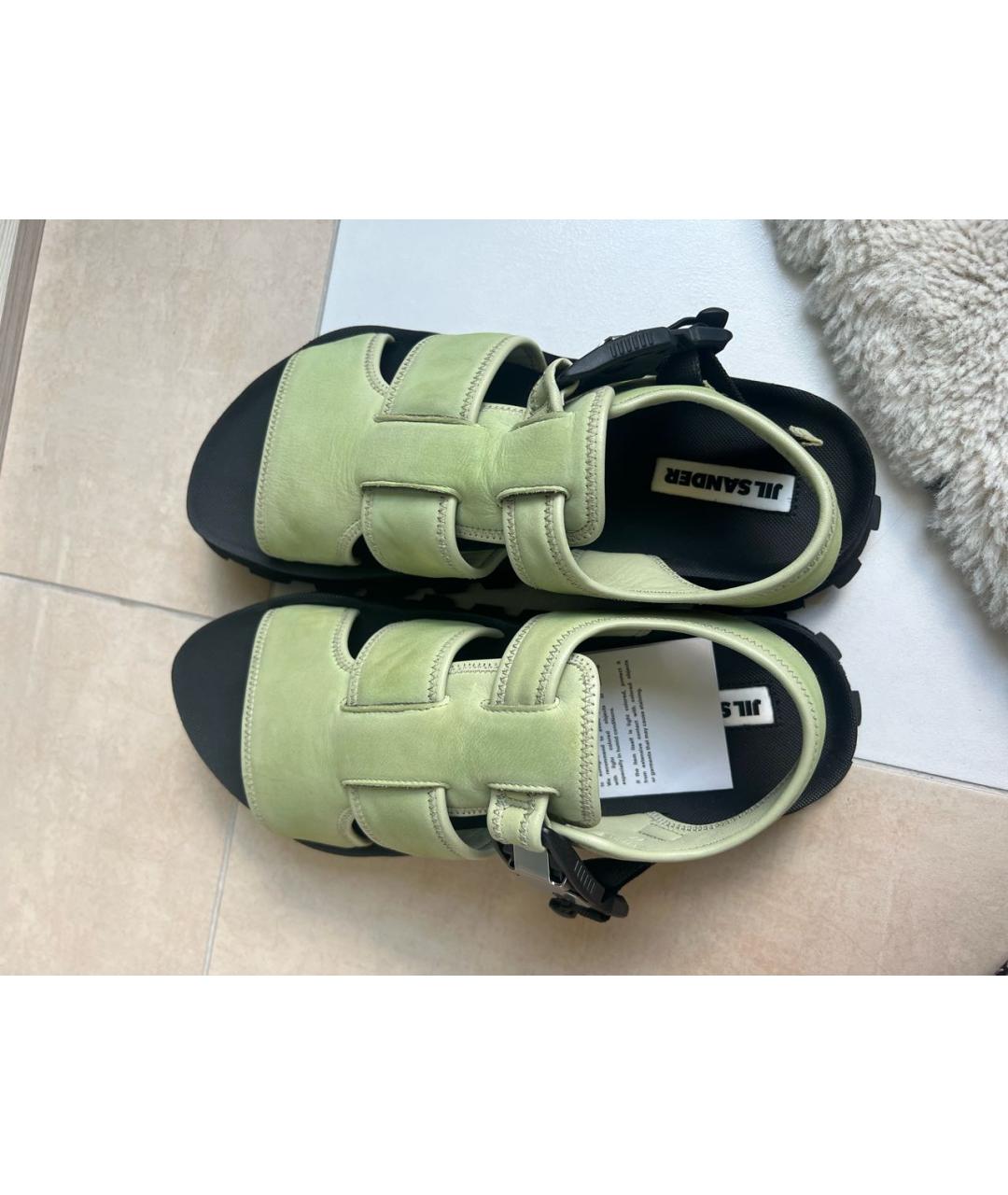 JIL SANDER Салатовые нубуковые сандалии, фото 2