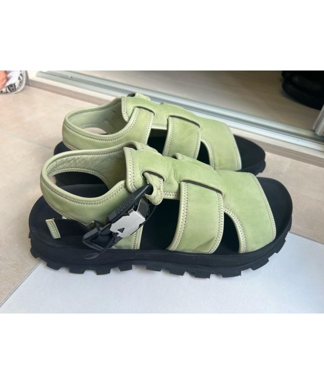 JIL SANDER Салатовые нубуковые сандалии, фото 4