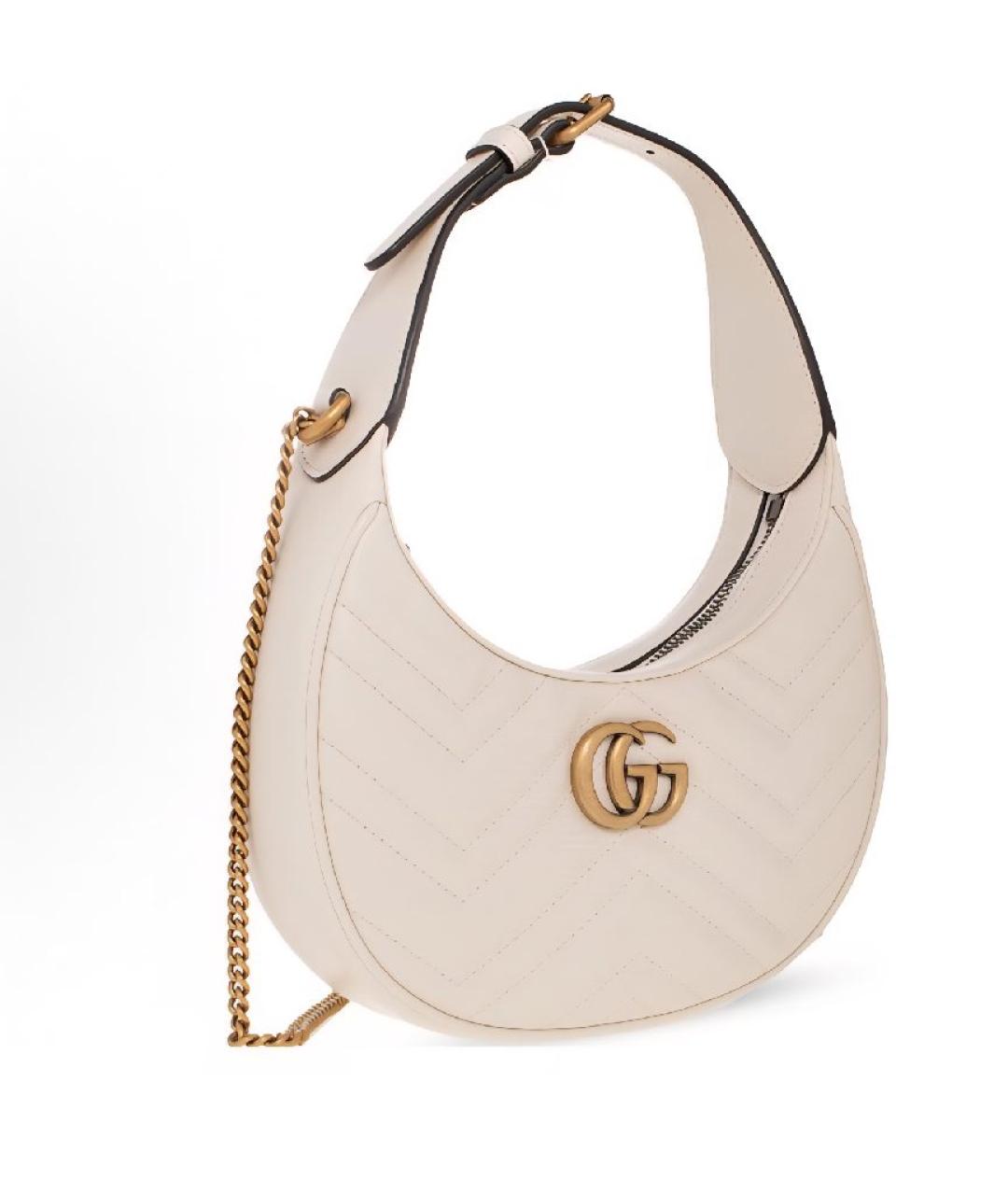 GUCCI Белая кожаная сумка с короткими ручками, фото 2