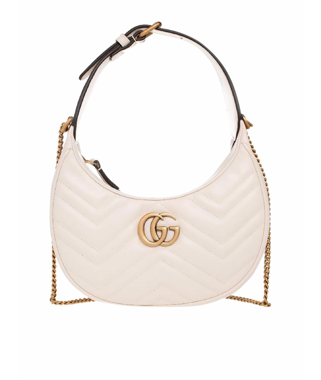 GUCCI Белая кожаная сумка с короткими ручками, фото 1