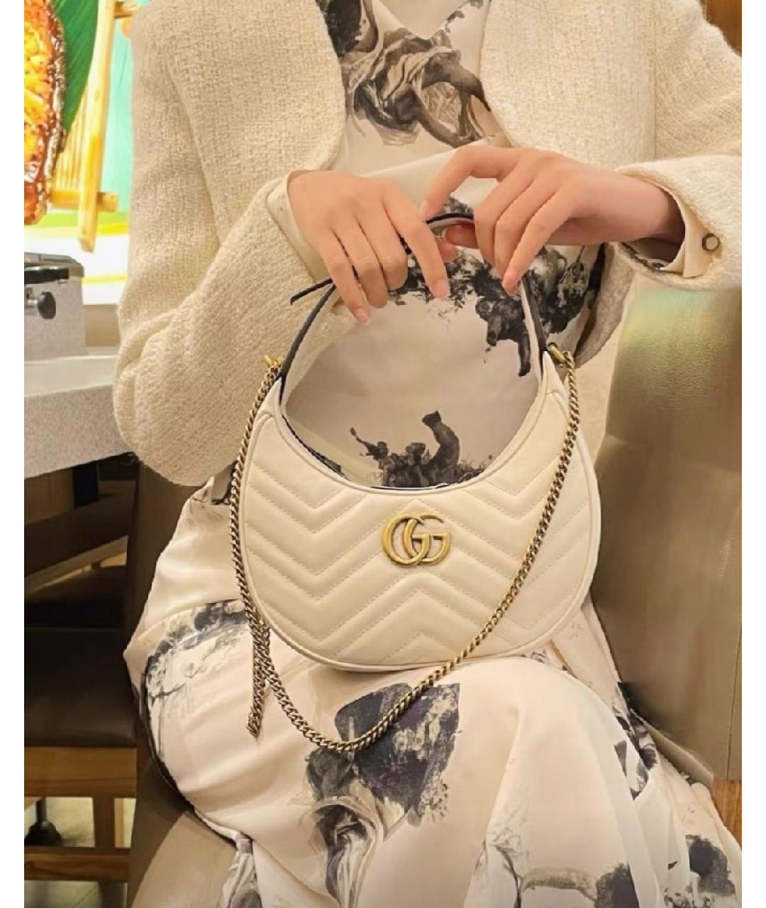 GUCCI Белая кожаная сумка с короткими ручками, фото 8
