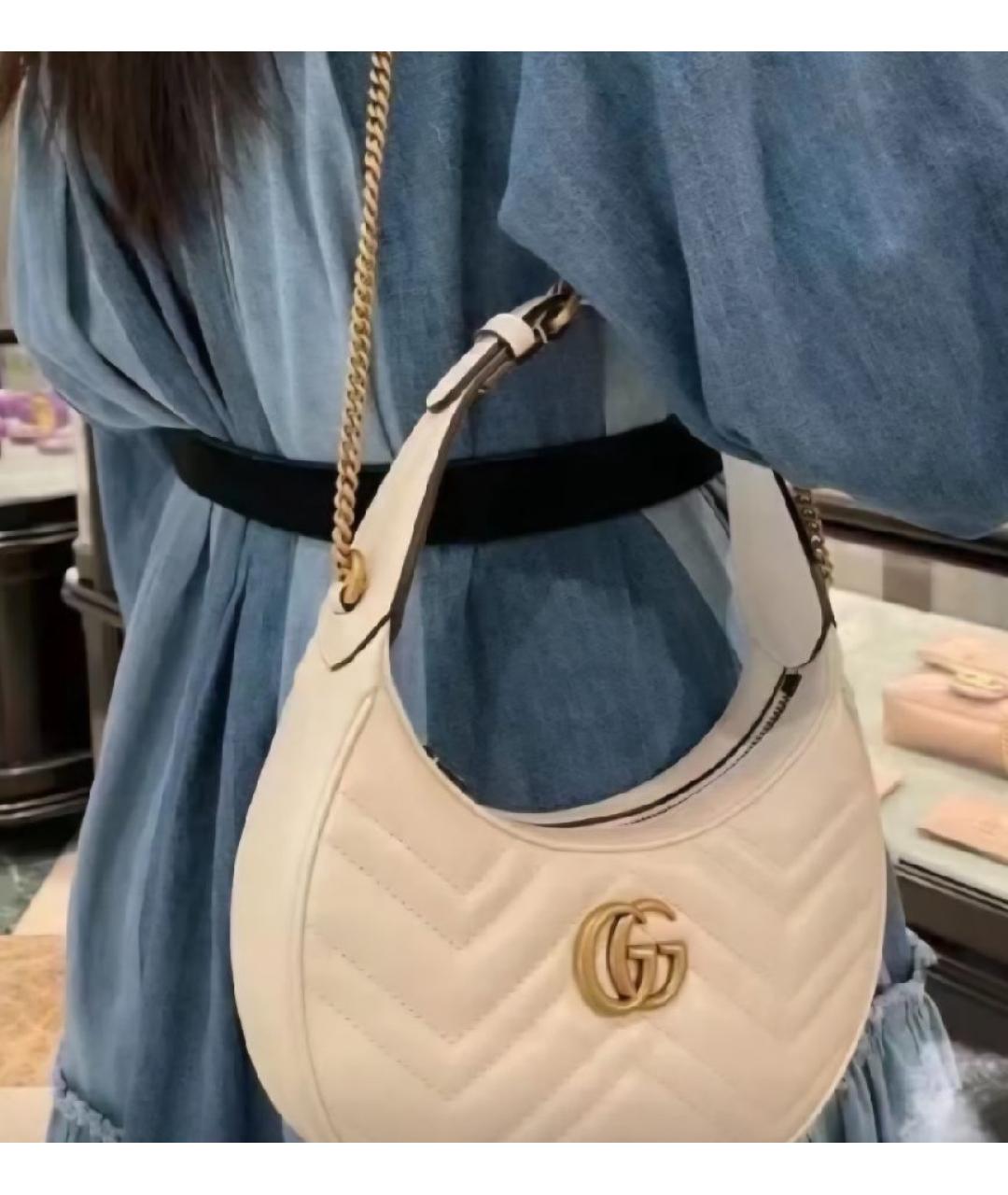 GUCCI Белая кожаная сумка с короткими ручками, фото 7