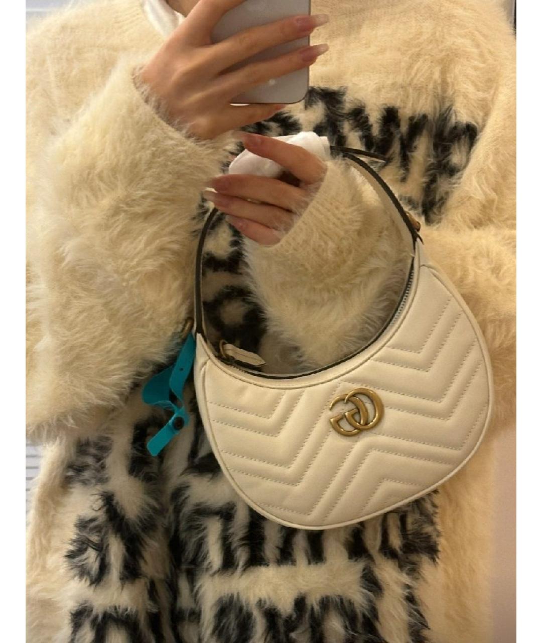 GUCCI Белая кожаная сумка с короткими ручками, фото 6