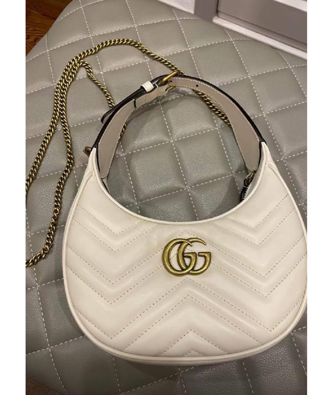 GUCCI Белая кожаная сумка с короткими ручками, фото 5