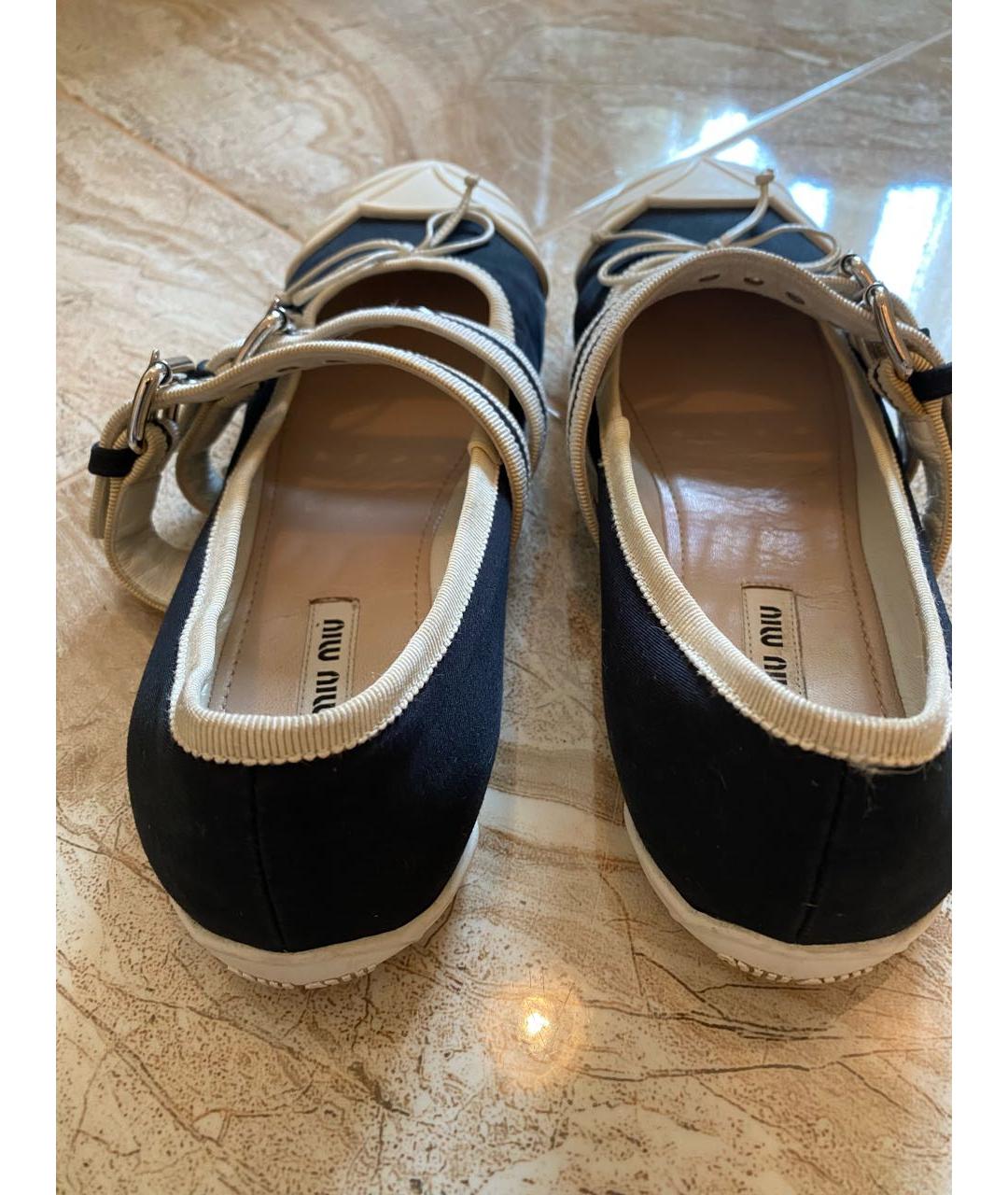 MIU MIU Черные текстильные балетки, фото 3