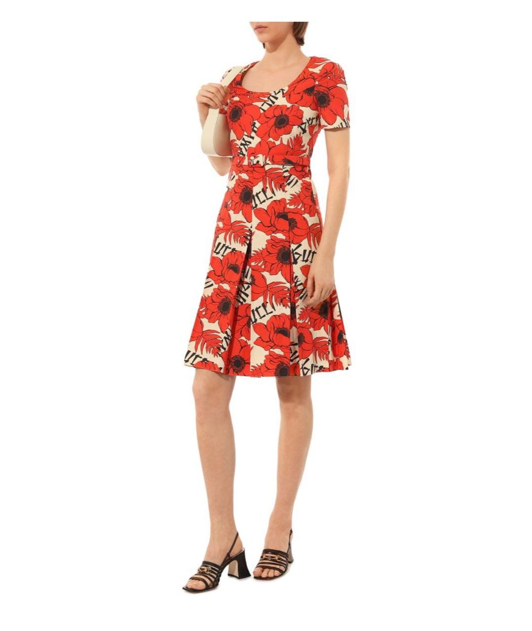 GUCCI Красное шелковое повседневное платье, фото 3