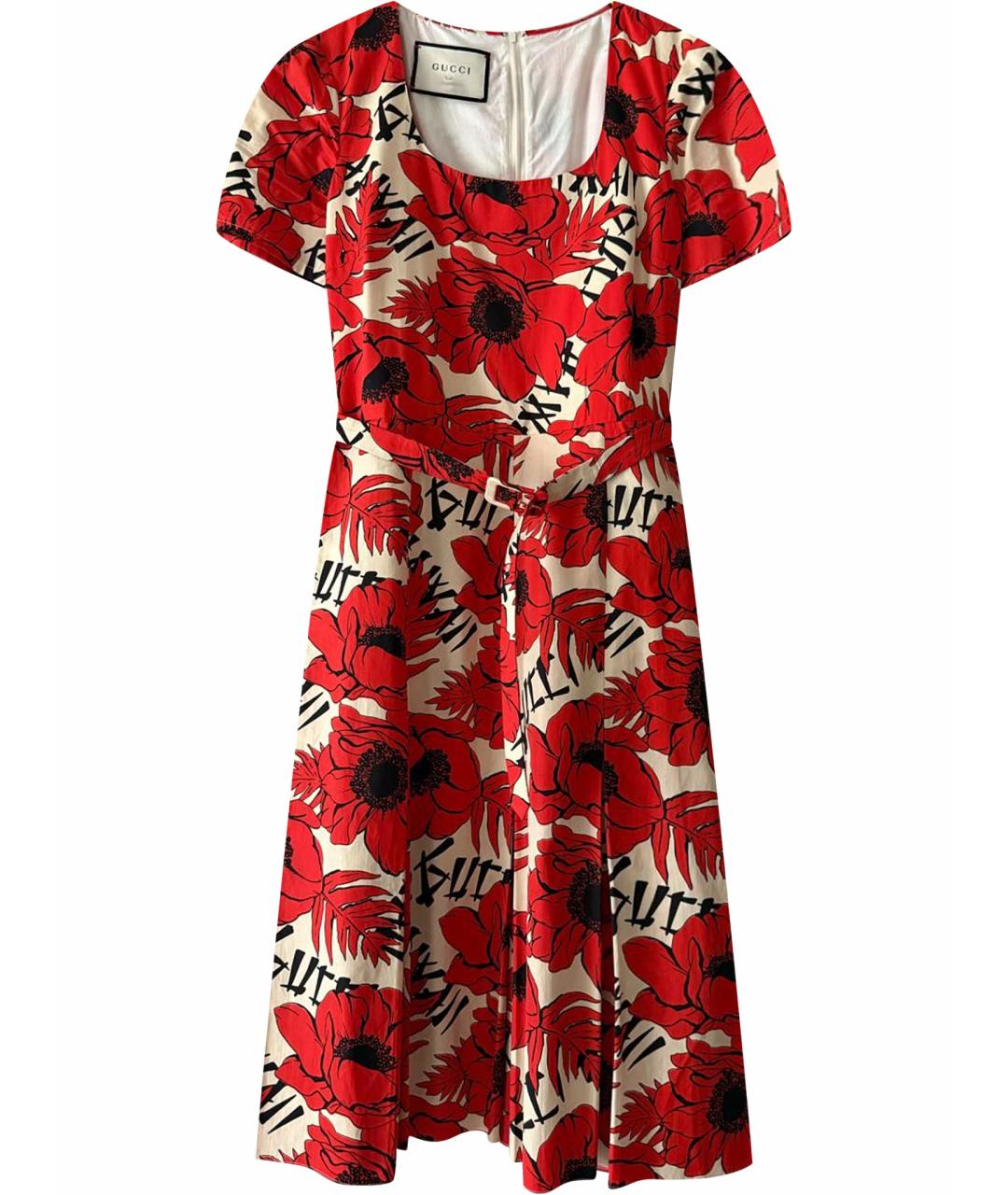 GUCCI Красное шелковое повседневное платье, фото 1