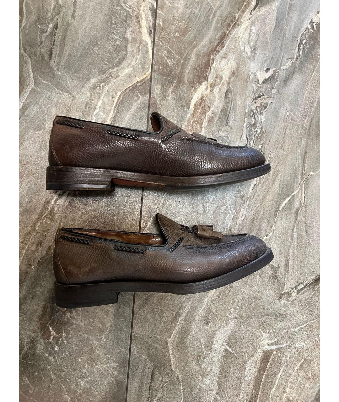 SANTONI Коричневые кожаные лоферы, фото 6