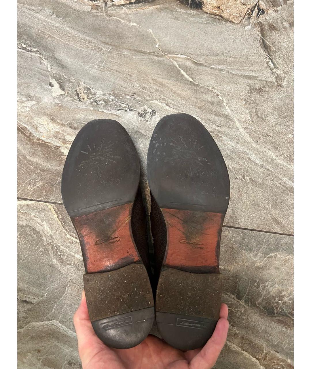 SANTONI Коричневые кожаные лоферы, фото 5