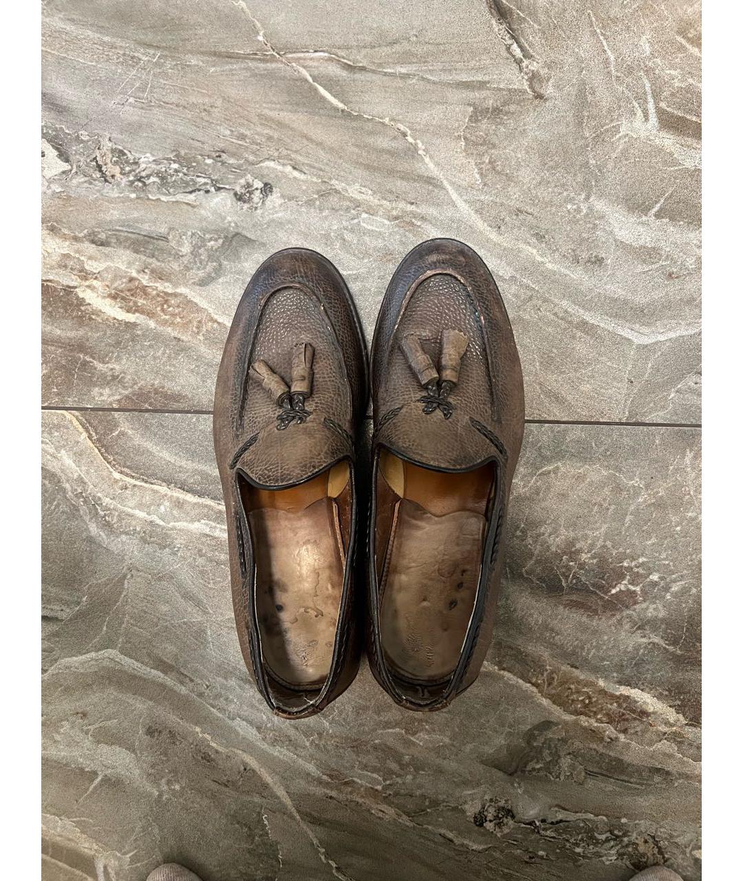 SANTONI Коричневые кожаные лоферы, фото 4
