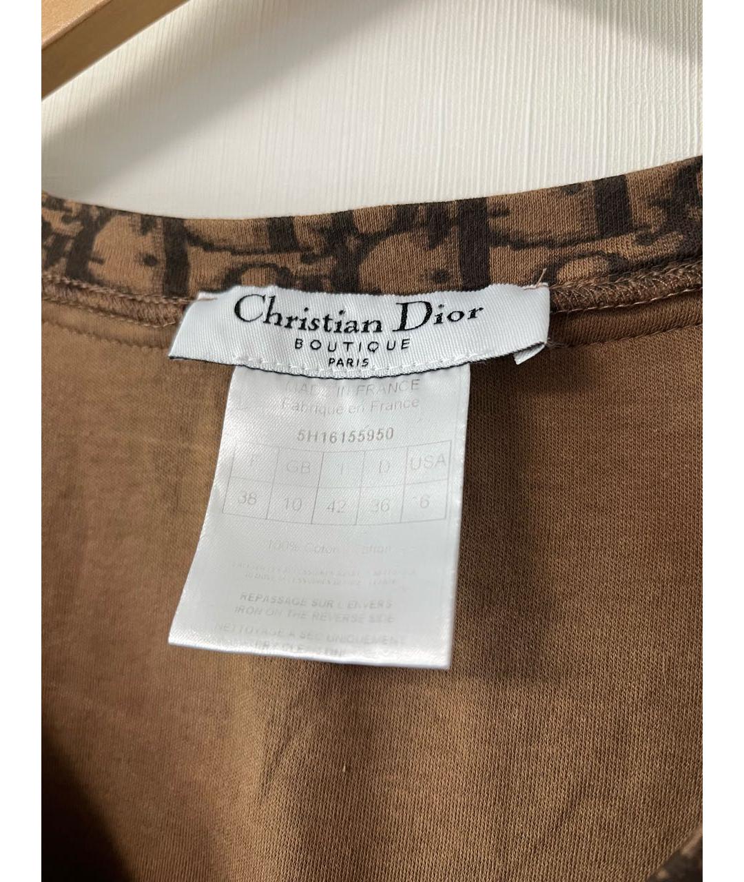 CHRISTIAN DIOR Коричневая хлопковая футболка, фото 6
