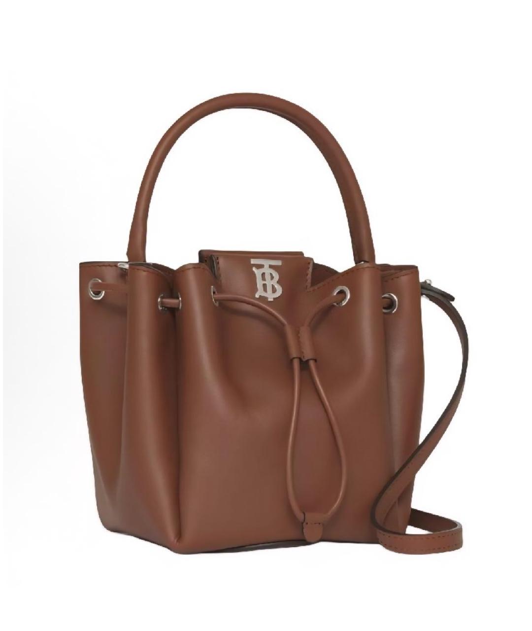 BURBERRY Коричневая кожаная сумка тоут, фото 5