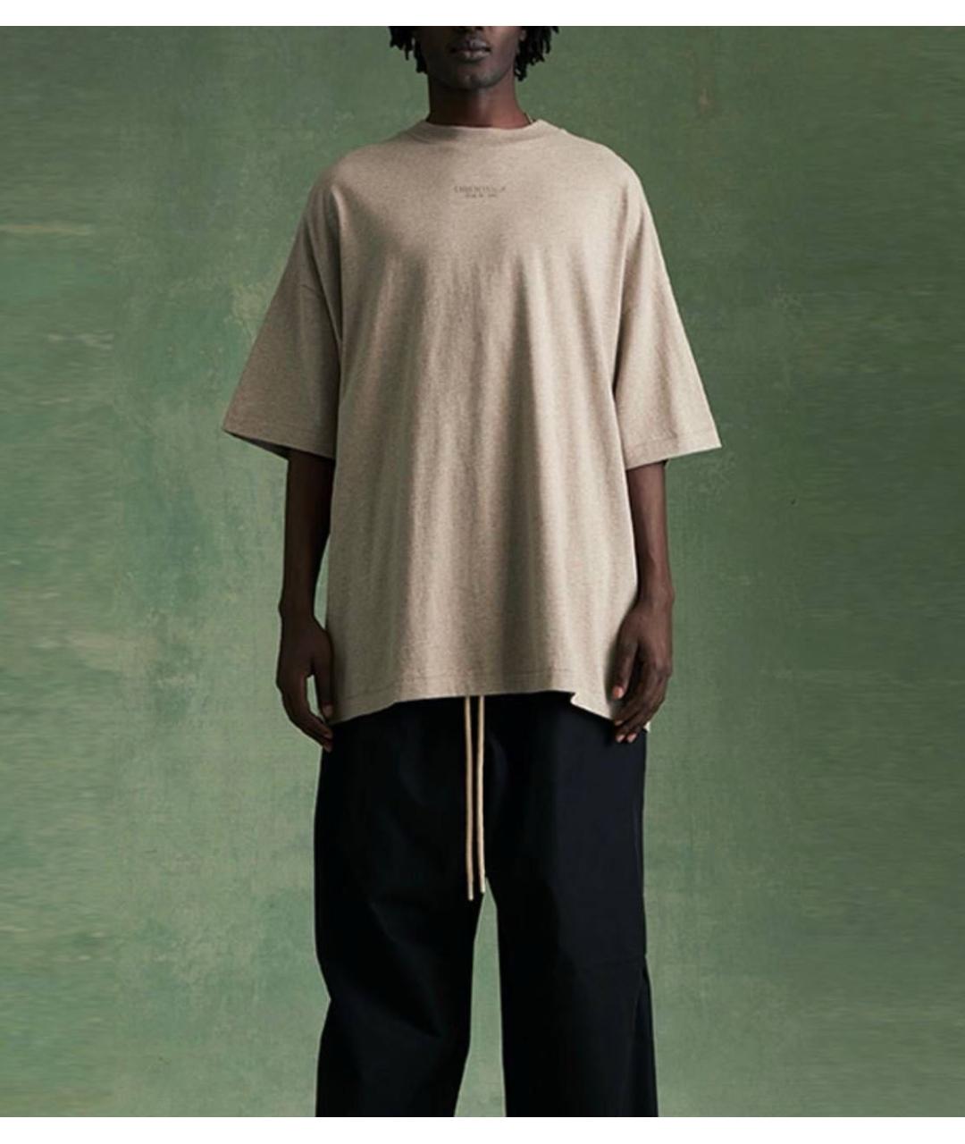 FEAR OF GOD ESSENTIALS Бежевая хлопковая футболка, фото 5