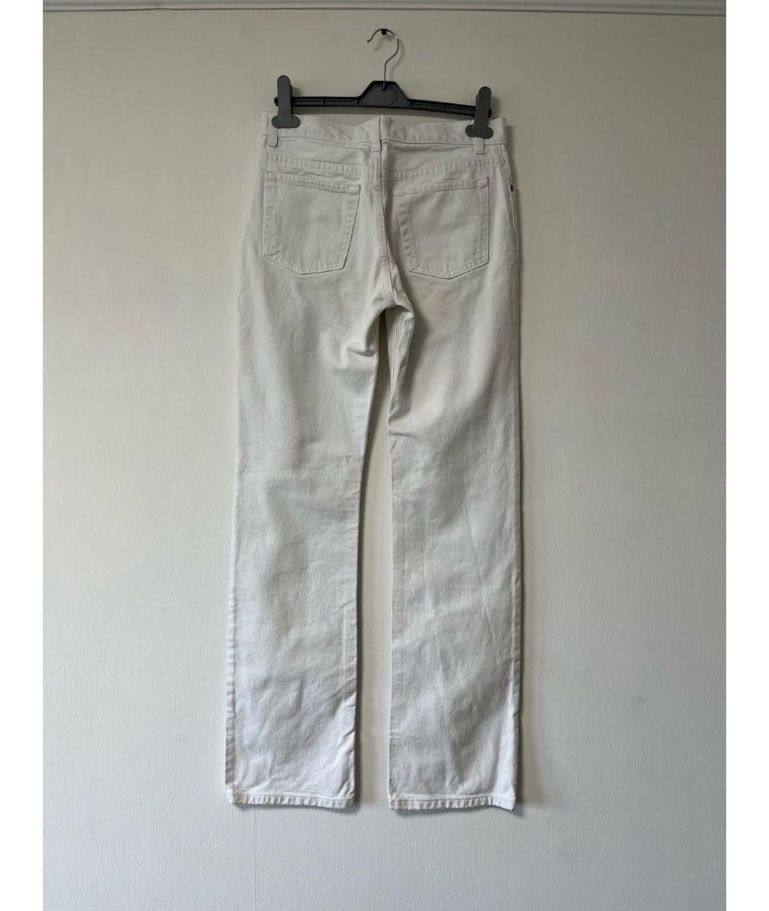 HELMUT LANG Белые хлопковые прямые джинсы, фото 2