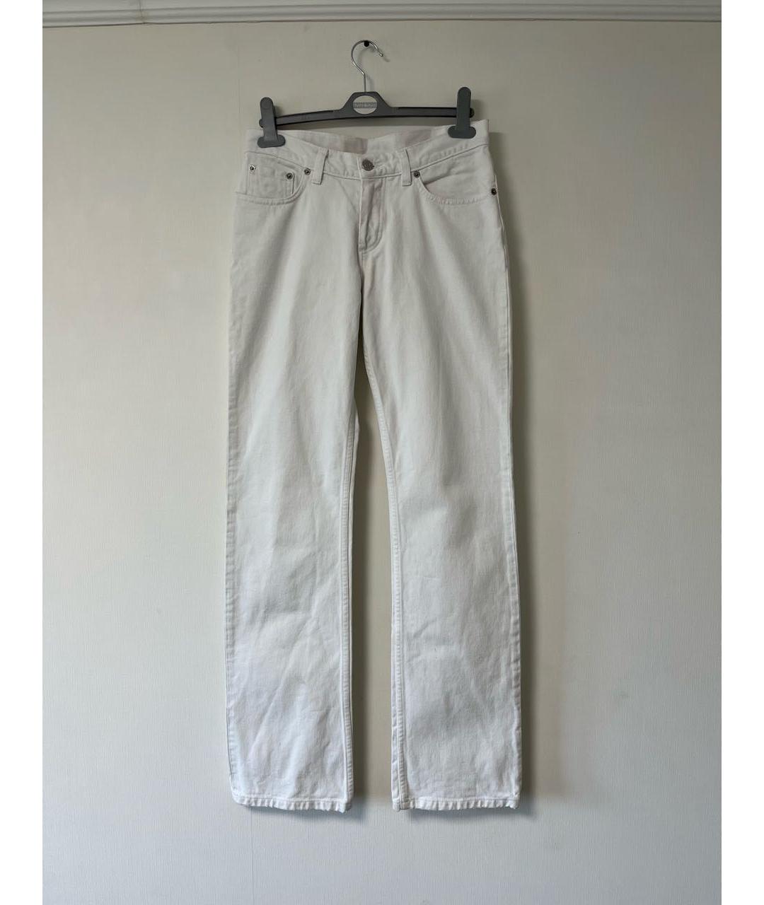 HELMUT LANG Белые хлопковые прямые джинсы, фото 9