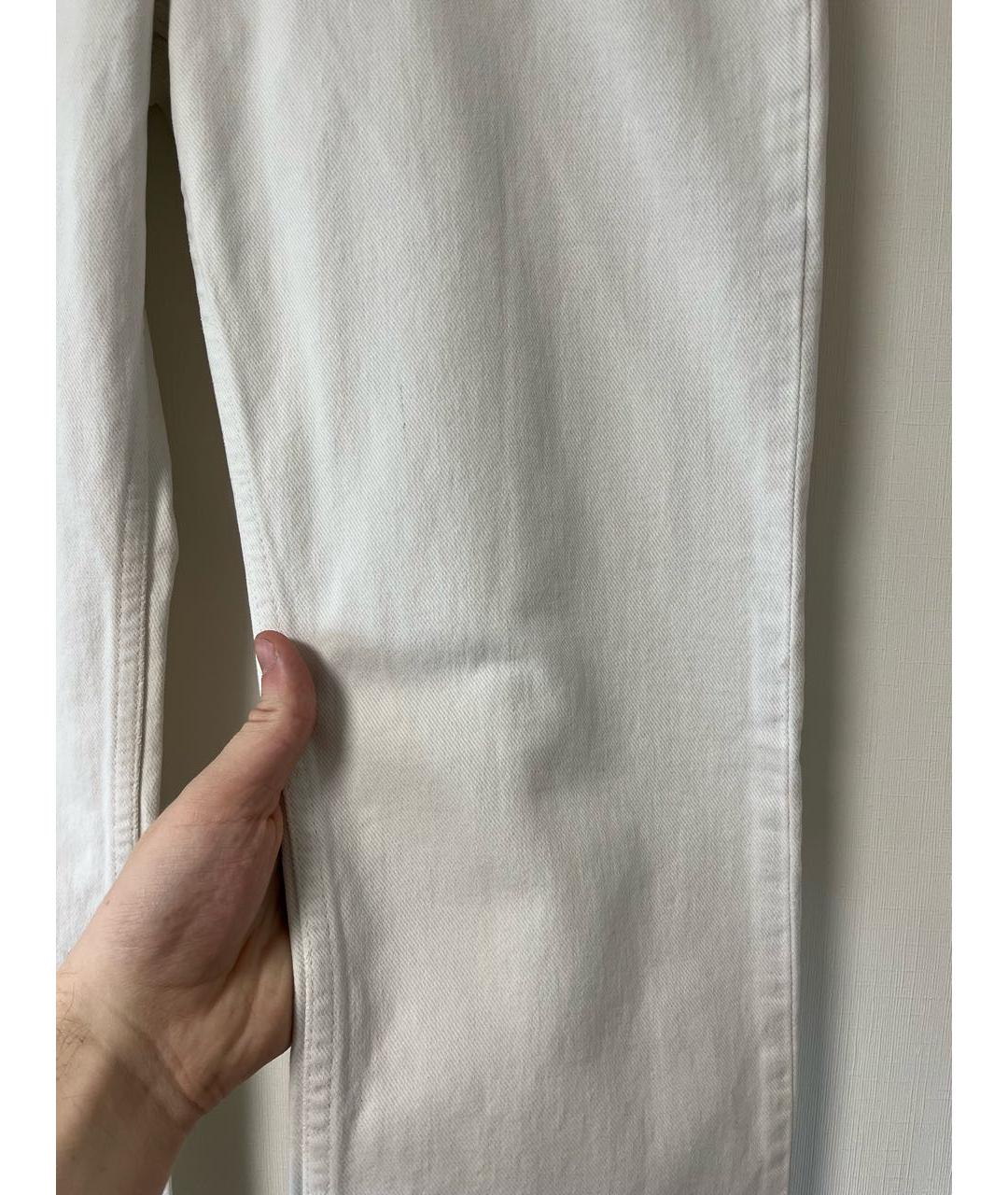 HELMUT LANG Белые хлопковые прямые джинсы, фото 7