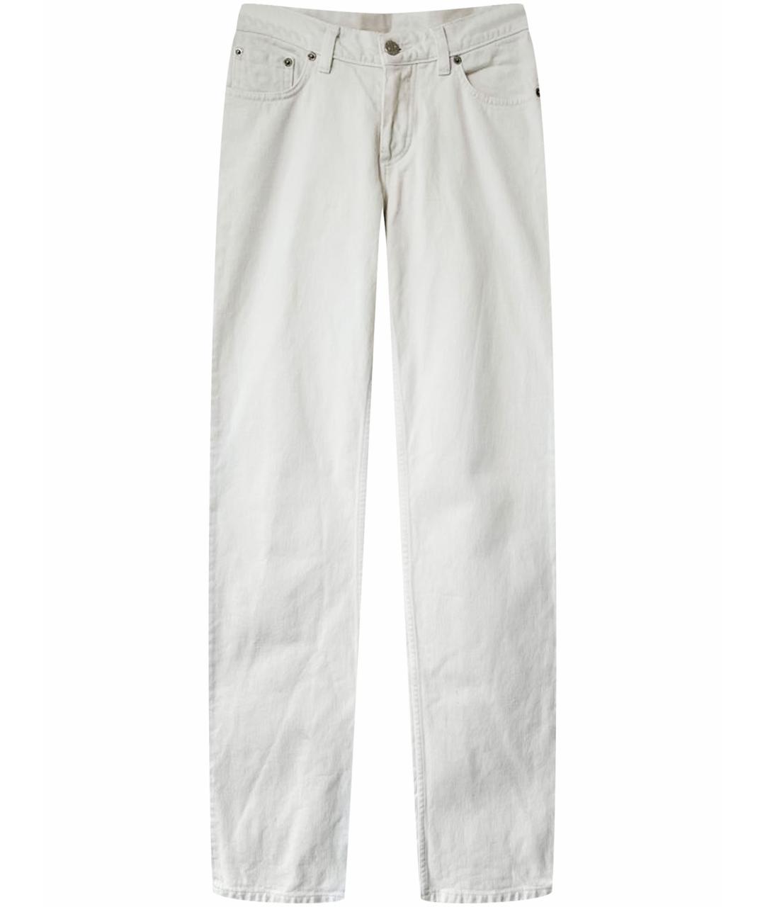 HELMUT LANG Белые хлопковые прямые джинсы, фото 1