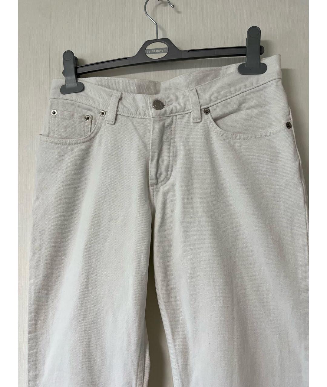 HELMUT LANG Белые хлопковые прямые джинсы, фото 3